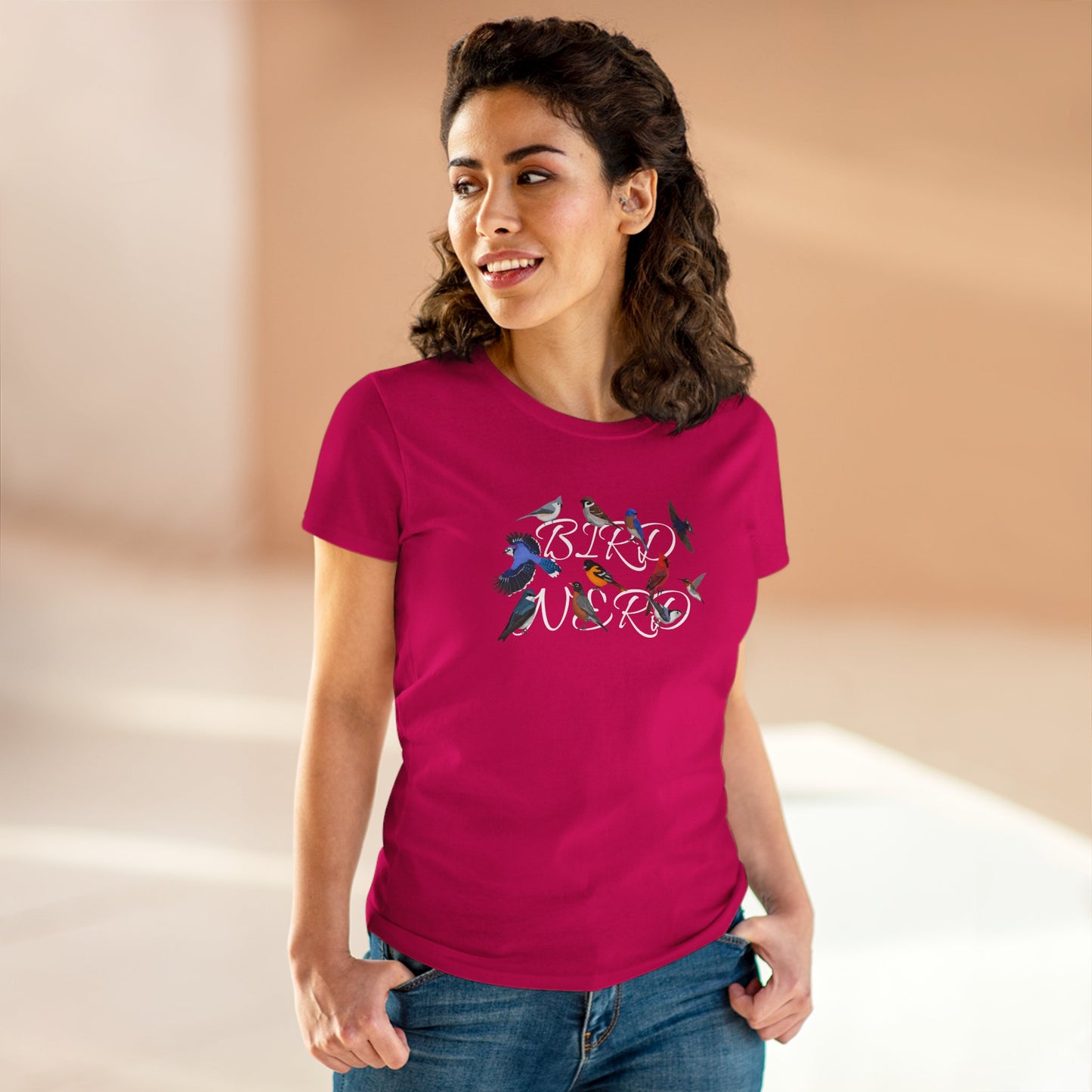Bird Nerd Blue Jay Cardinal Bluebird Bird Design for Birdwatchers and Bird Lovers Women's T-Shirt