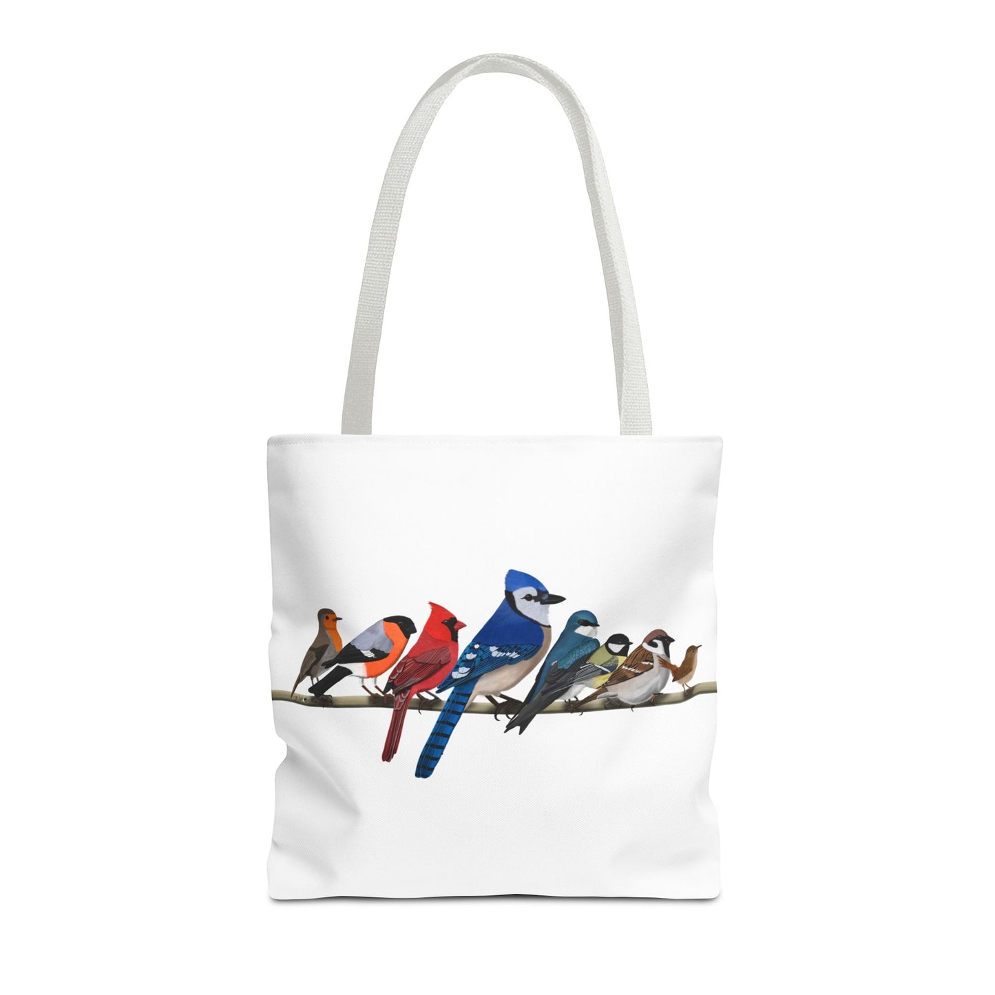 Birds on a Branch Tote Bag 16"x16" Blue Jay Cardinal Robin for Bird Lovers