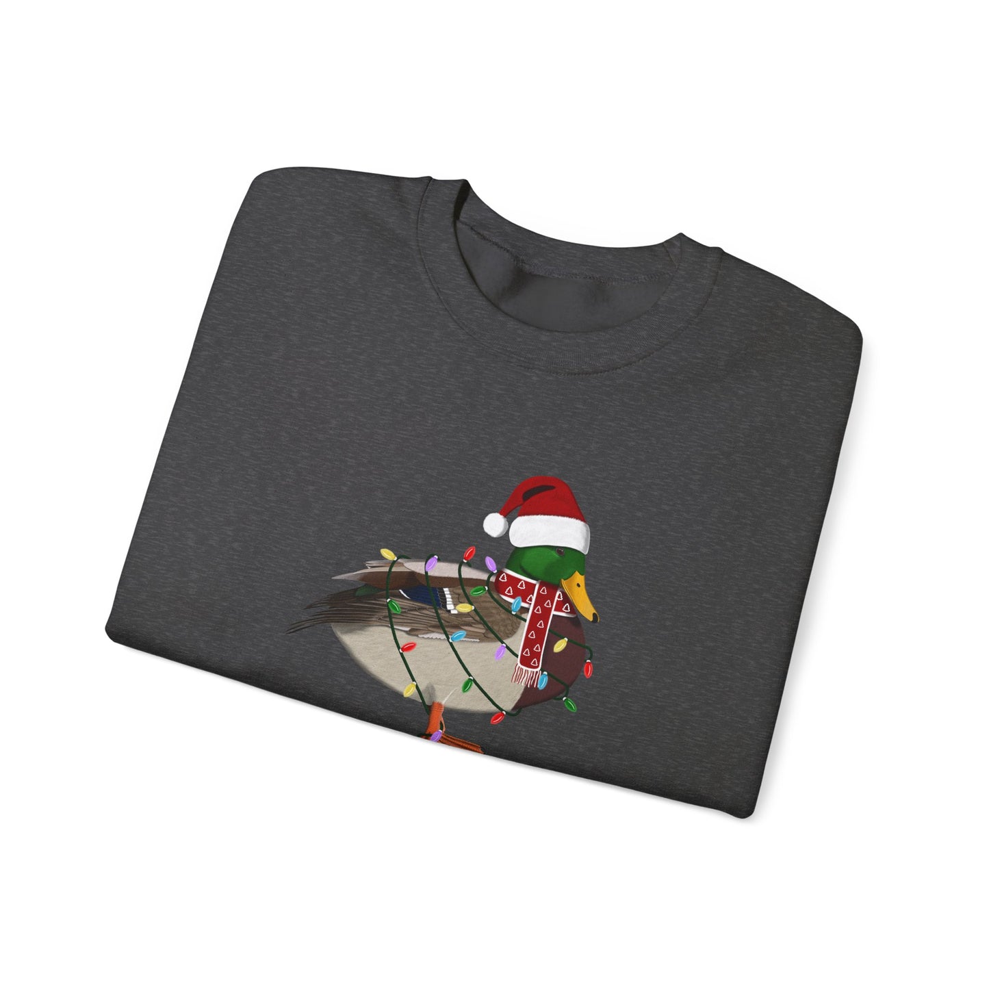 Mallard with Fairy Lights as Santa Happy Holidays Birdwatcher Christmas Bird Sweatshirt
