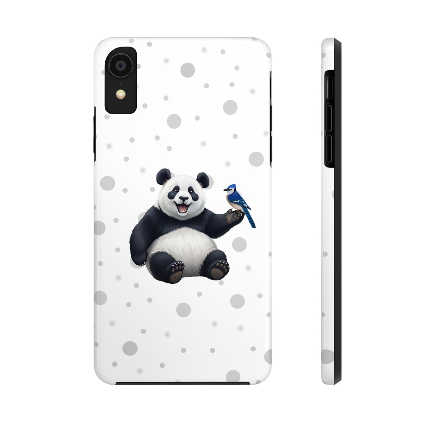 Cute Panda Bear with a Blue Jay Animal iPhone Case - Dual-Layer PC/TPU Protective Cover for iPhone