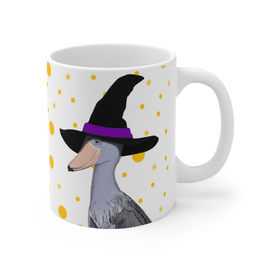 Shoebill with Witch Hat Halloween Bird Mug 11oz