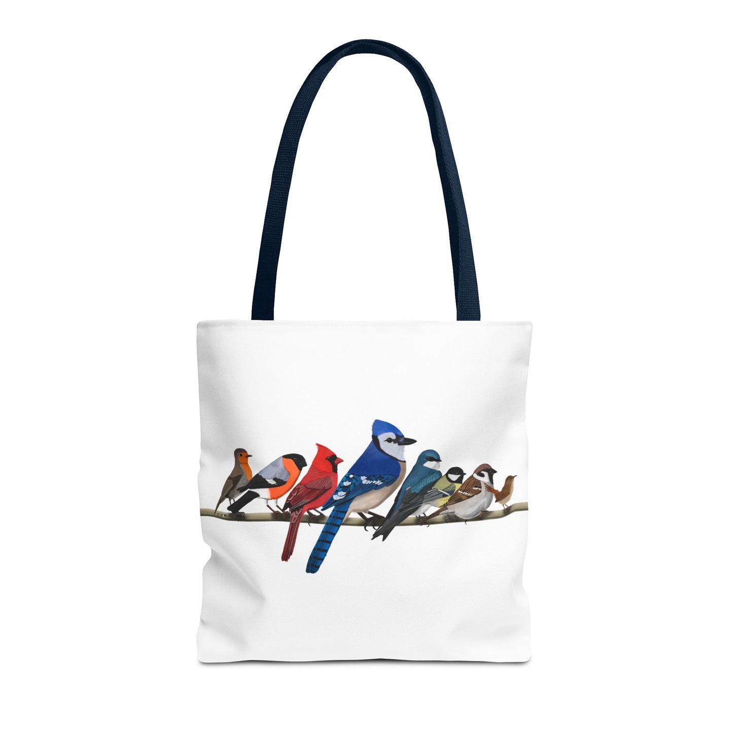 Birds on a Branch Tote Bag 16"x16" Blue Jay Cardinal Robin for Bird Lovers