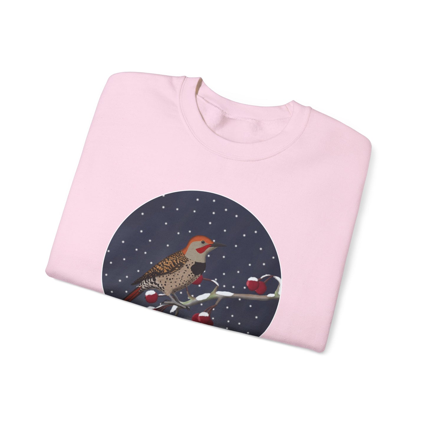 Northern Flicker on a Winter Branch Birdwatcher Christmas Bird Sweatshirt