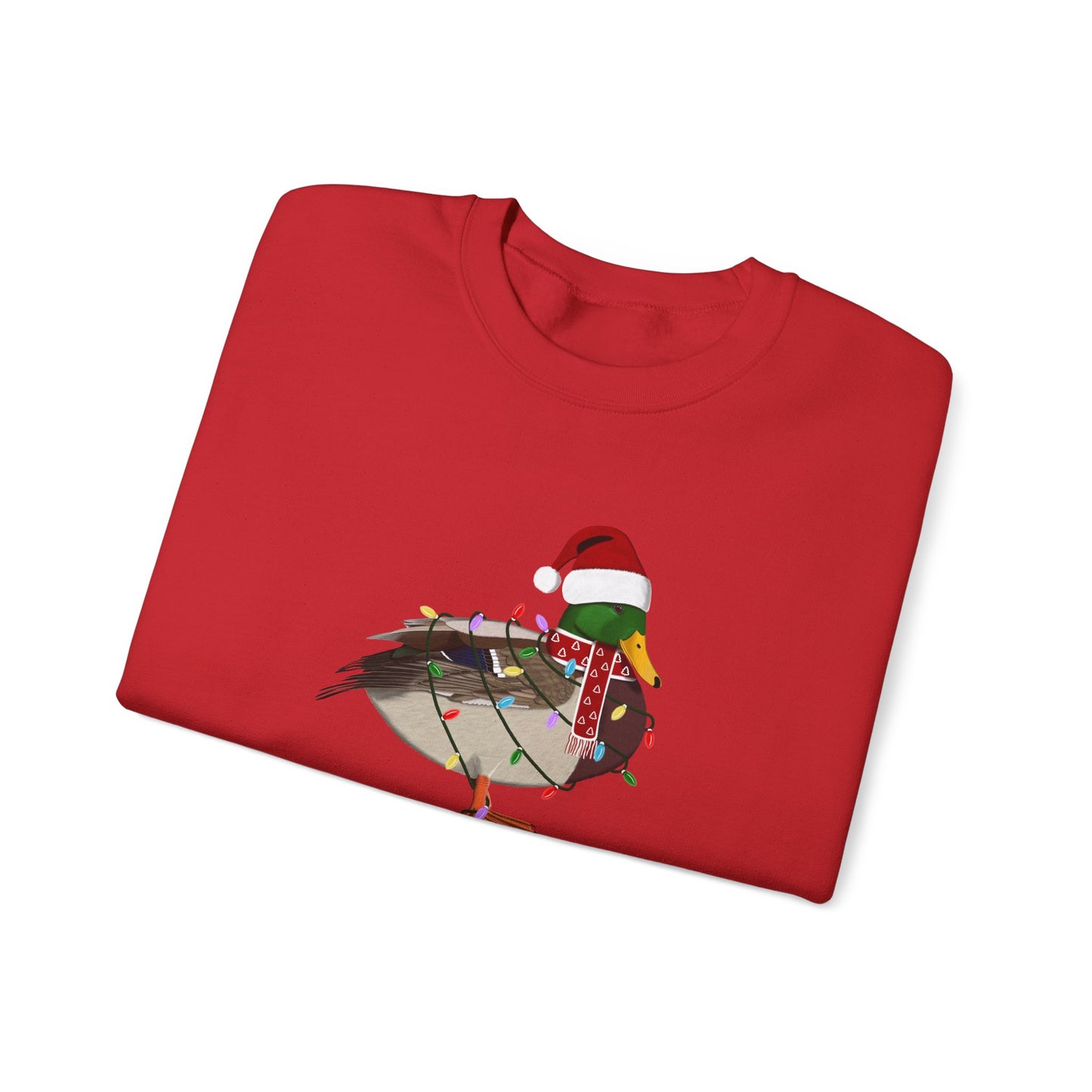 Mallard with Fairy Lights as Santa Happy Holidays Birdwatcher Christmas Bird Sweatshirt