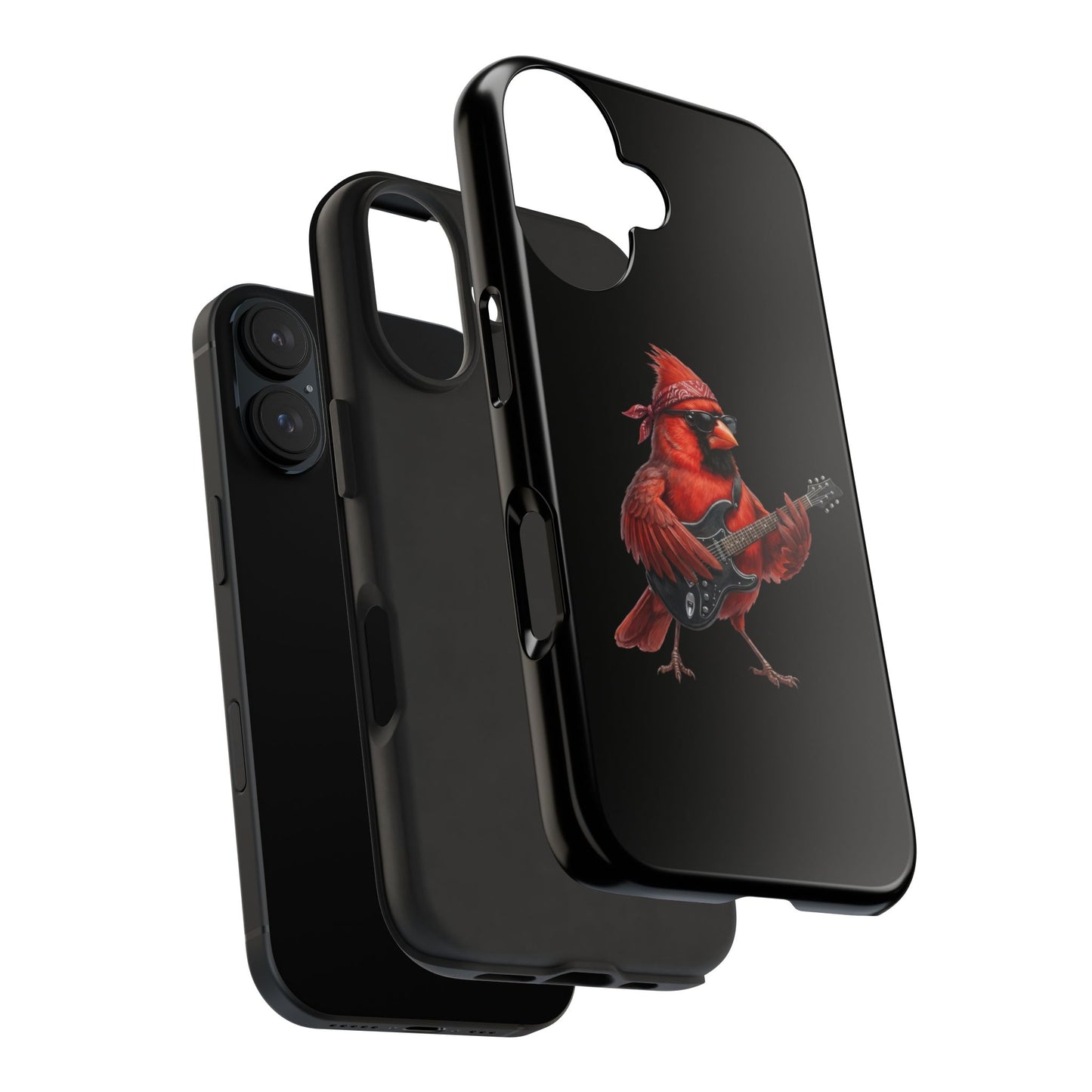 Cardinal with Guitar iPhone Case – Premium Tough Phone Cover Black
