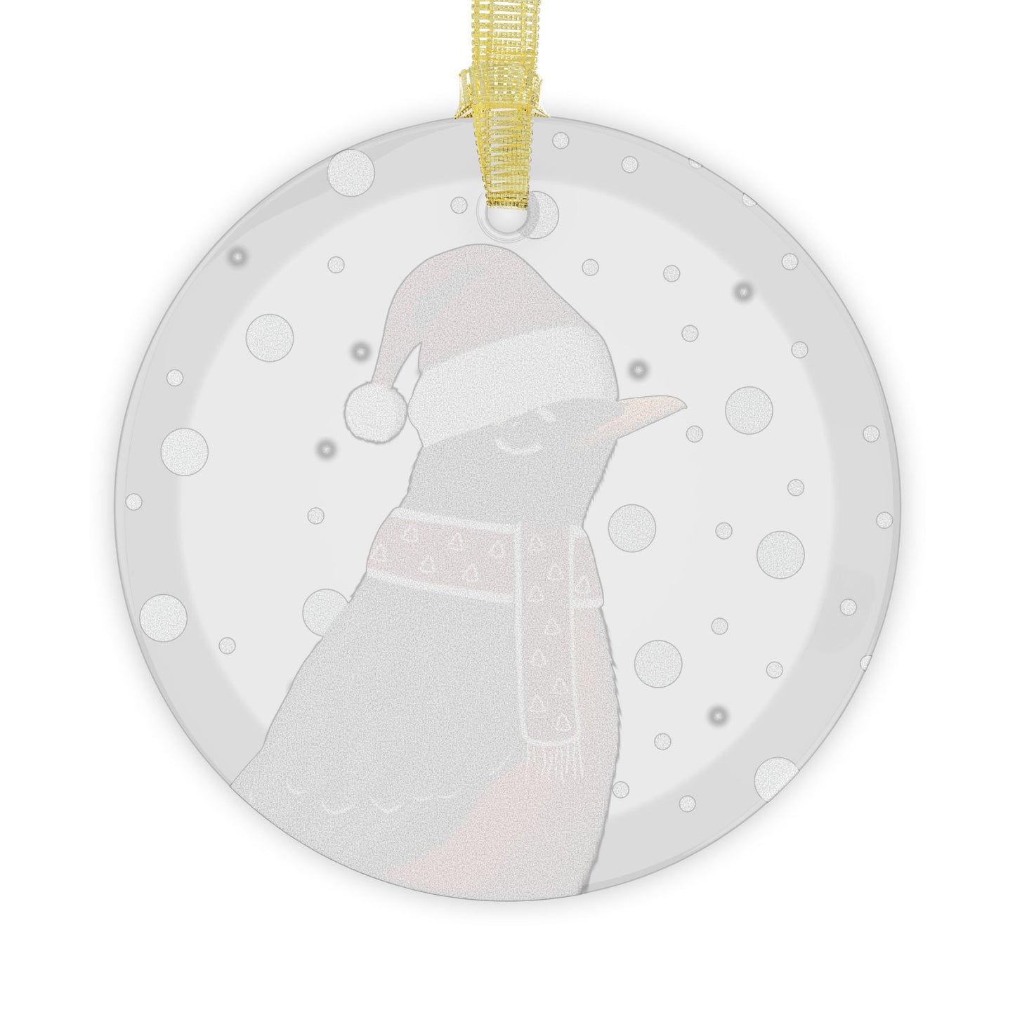 Robin as Santa Claus Christmas Bird Glass Ornament Transparent