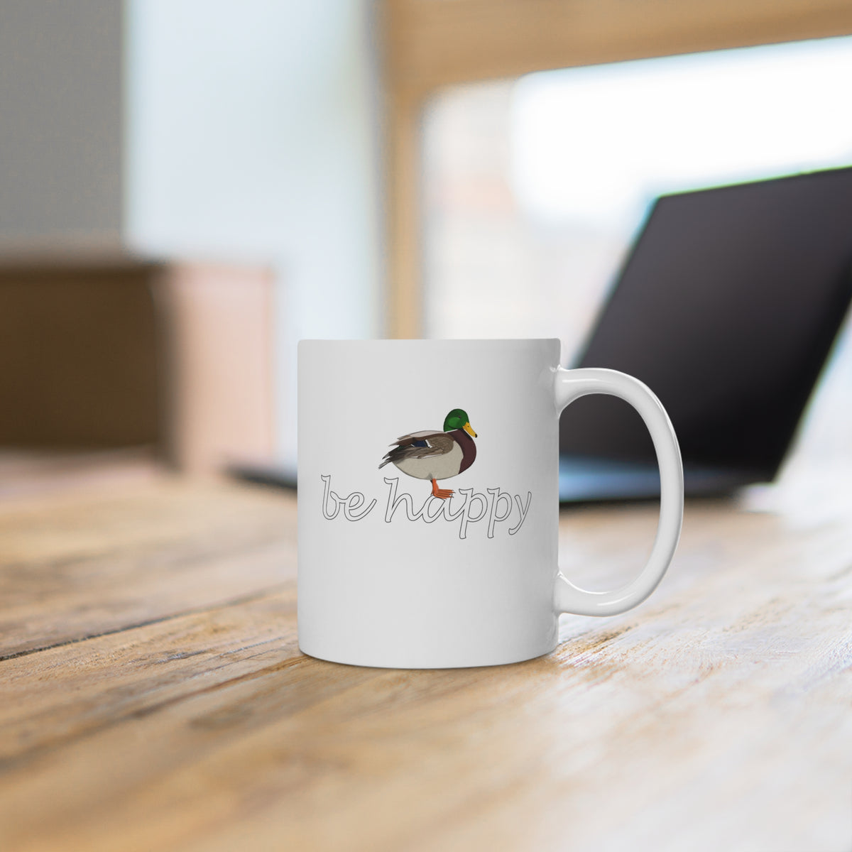 Ente Be Happy Vogel Tasse für Vogelfreunde – 11 oz,