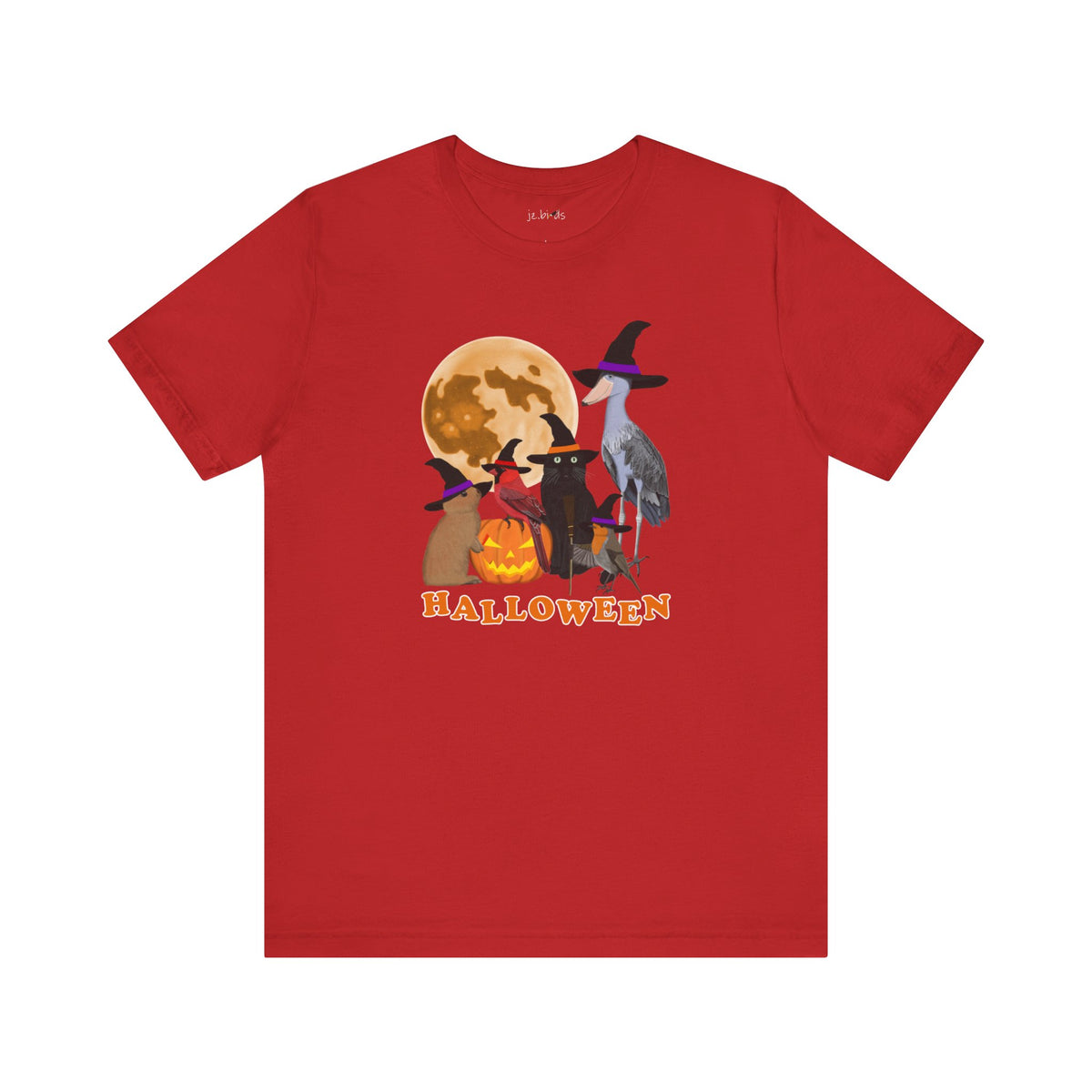 Cardinal Robin Shoebill with Cat and Bunny Halloween Bird T-Shirt –