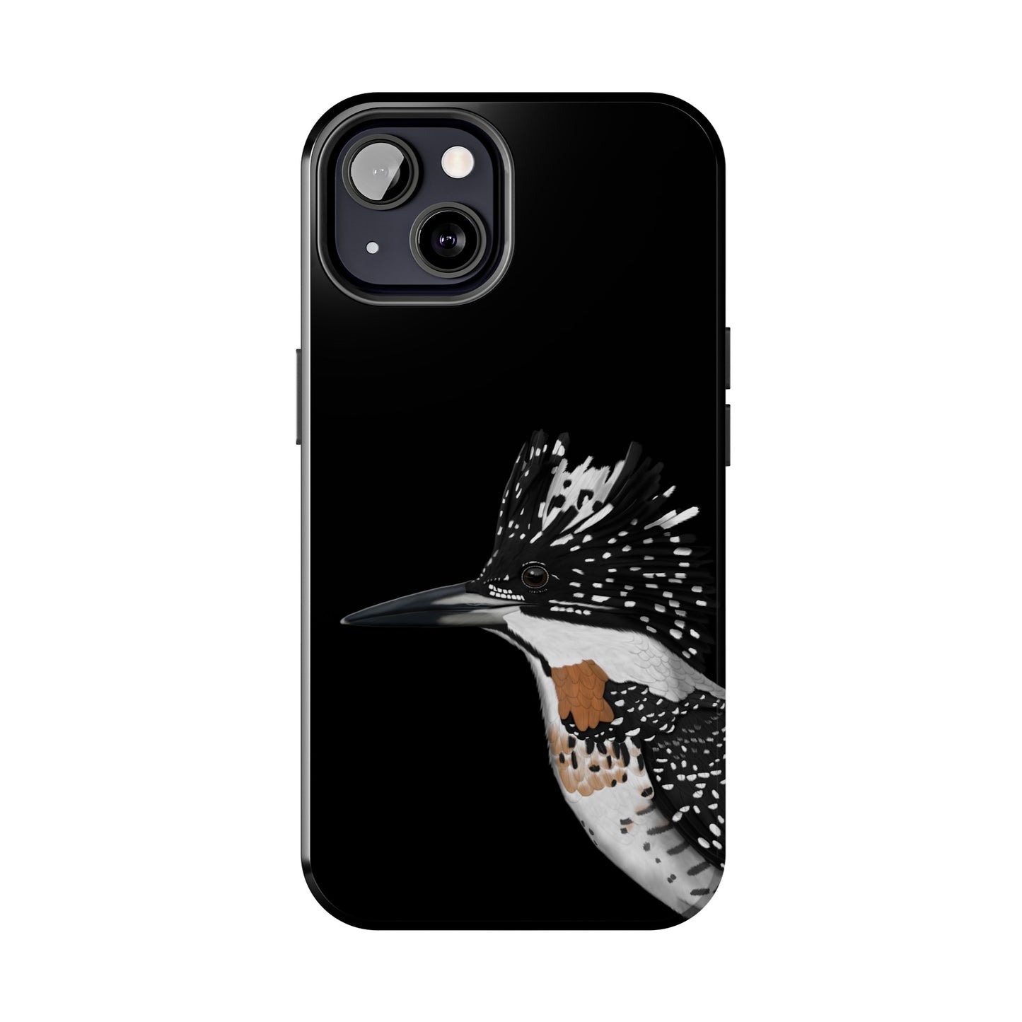 Crested Kingfisher Bird Art Tough Phone Case Black