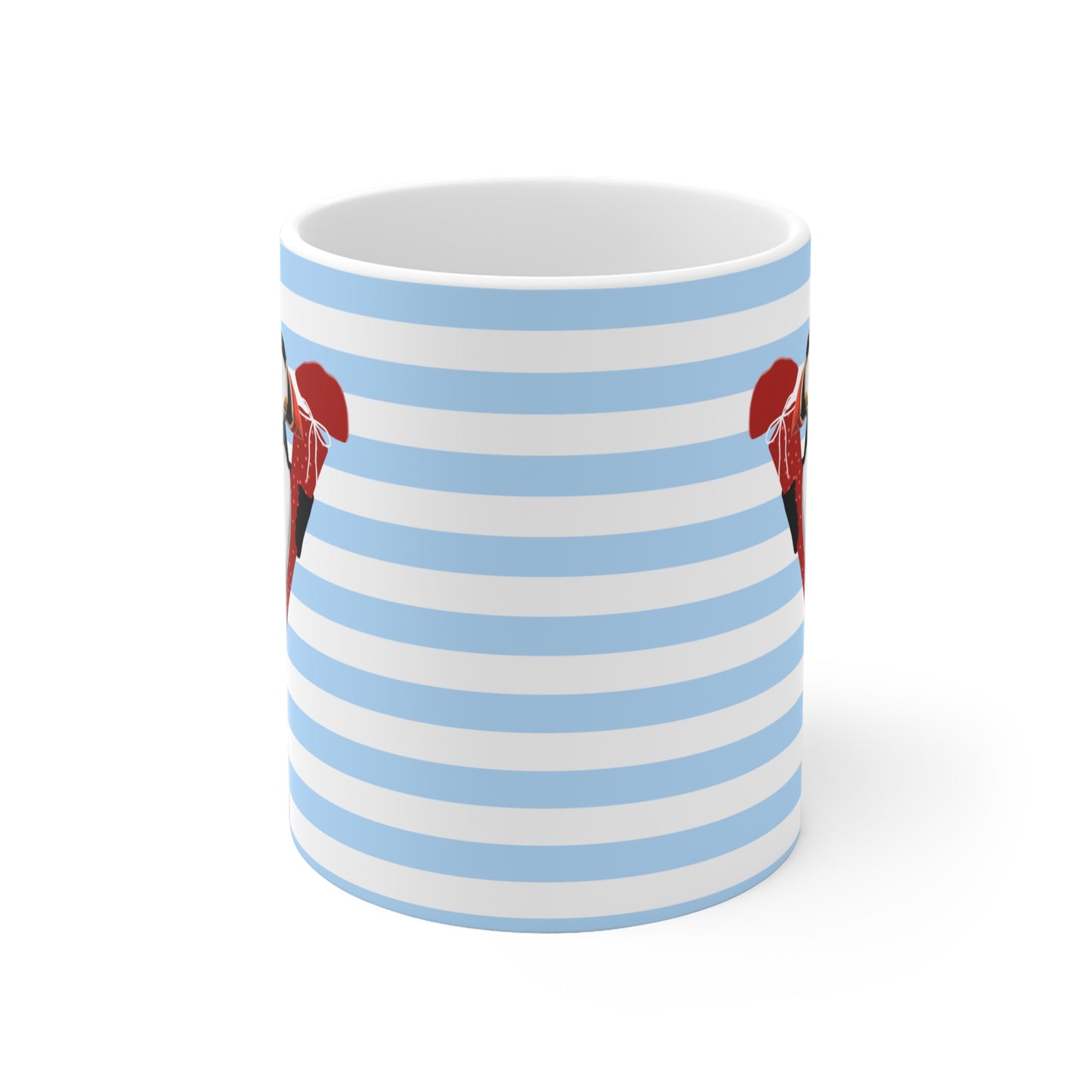 Papageitaucher Vogel Tasse als Geschenk zur Einschulung Blau Weiß