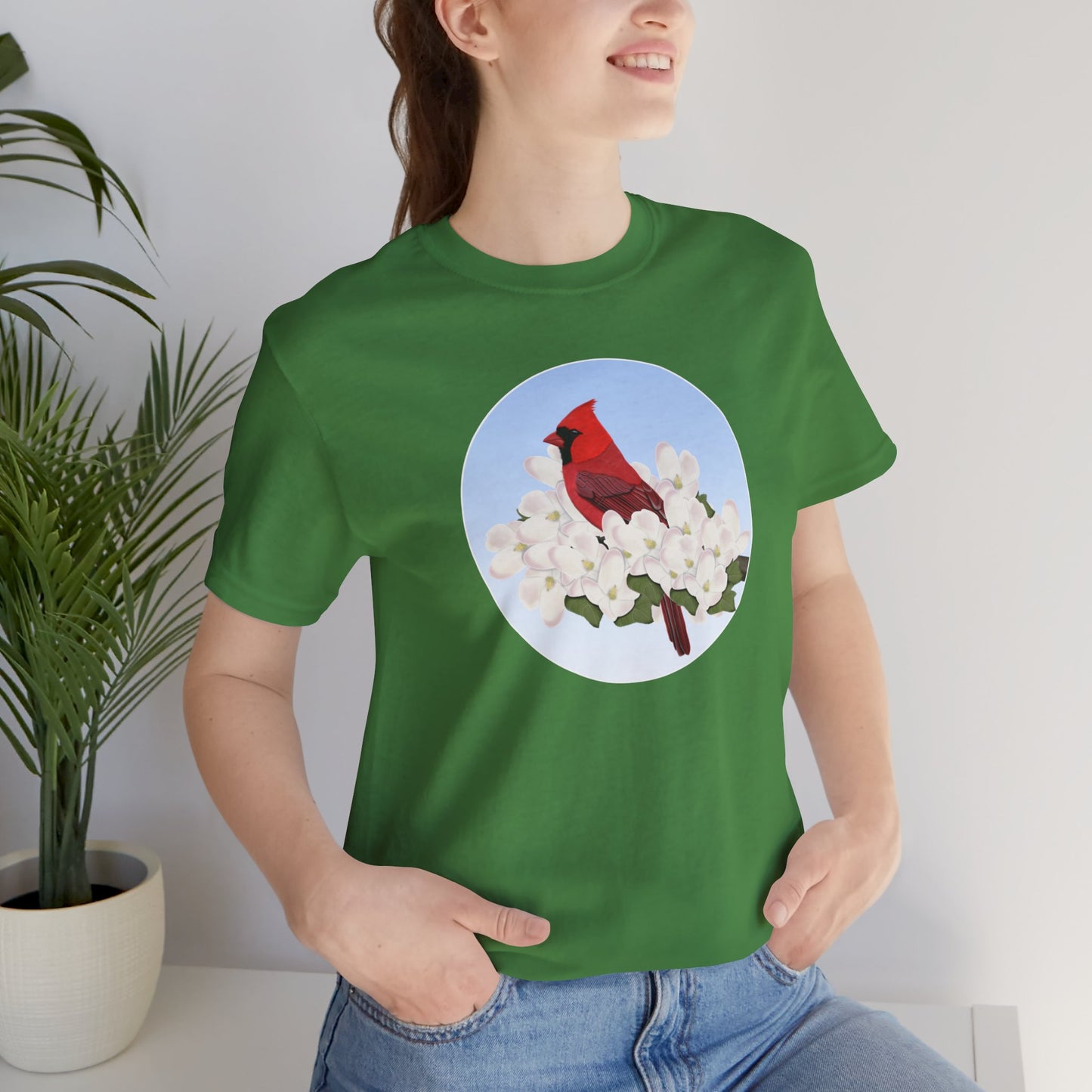 Cardinal and Spring Apple Blossoms Bird T-Shirt