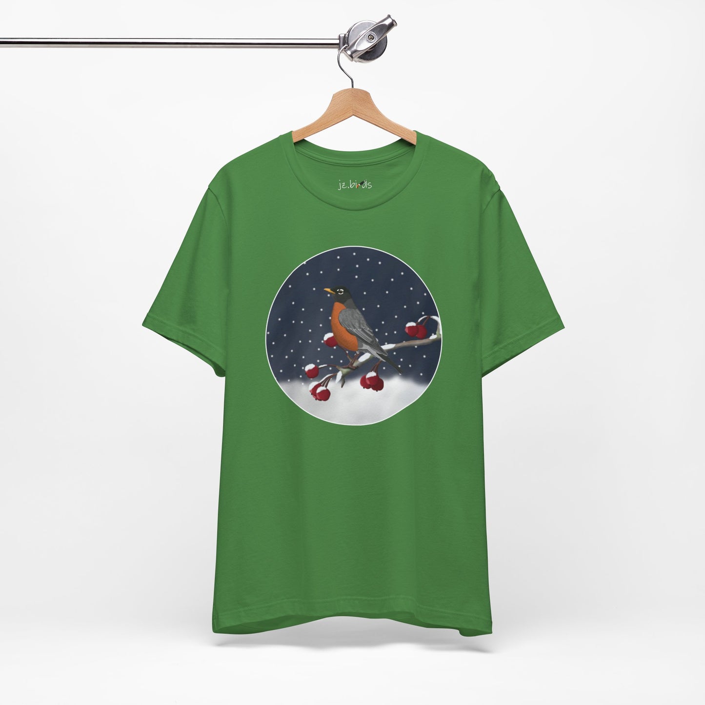 American Robin on a Winter Branch Birdwatcher Christmas Bird T-Shirt