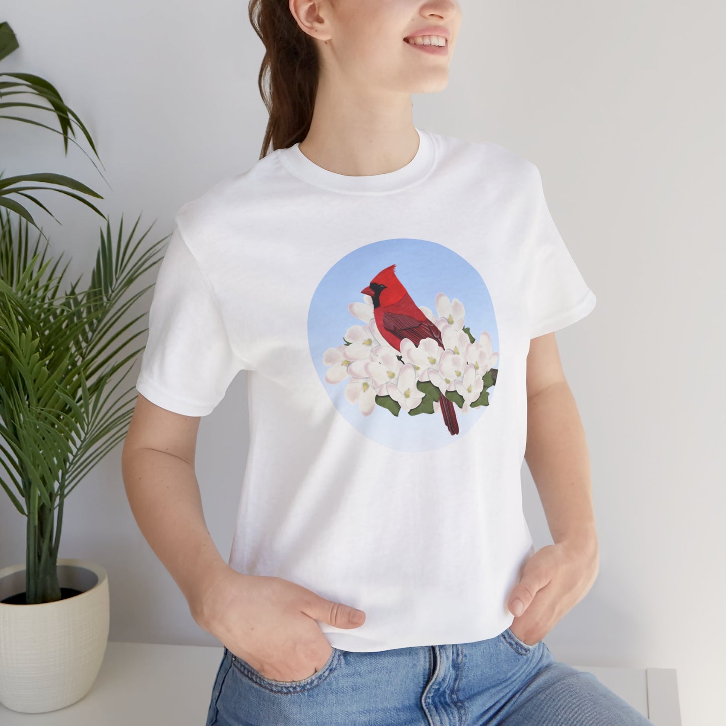 Cardinal and Spring Apple Blossoms Bird T-Shirt