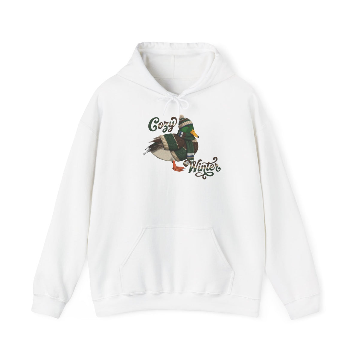 Ente mit Strickmütze Cozy Winter Hoodie - Vogel Kapuzenpullover für Vogelbeobachter & Naturliebhaber Vogelmotiv – artistic apparel,