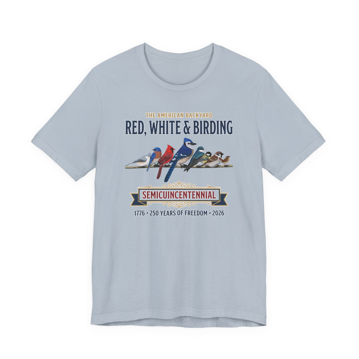 Red, White & Birding Vintage T-Shirt | US 250th Anniversary Backyard Birds