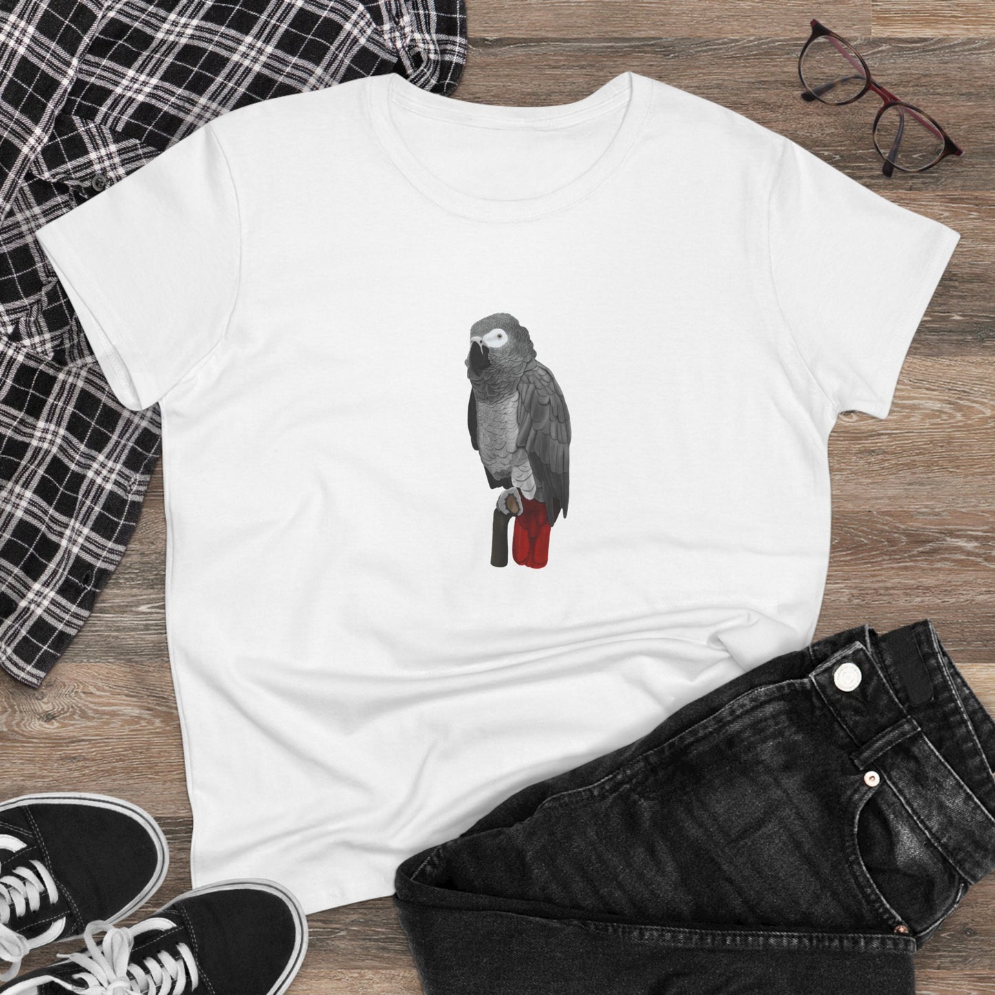 Grey Parrot Bird Design for Birdwatchers and Bird Lovers Women's T-Shirt