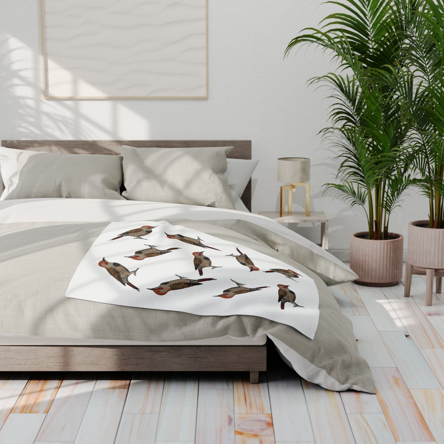 Northern Flicker Bird Arctic Fleece Blanket White