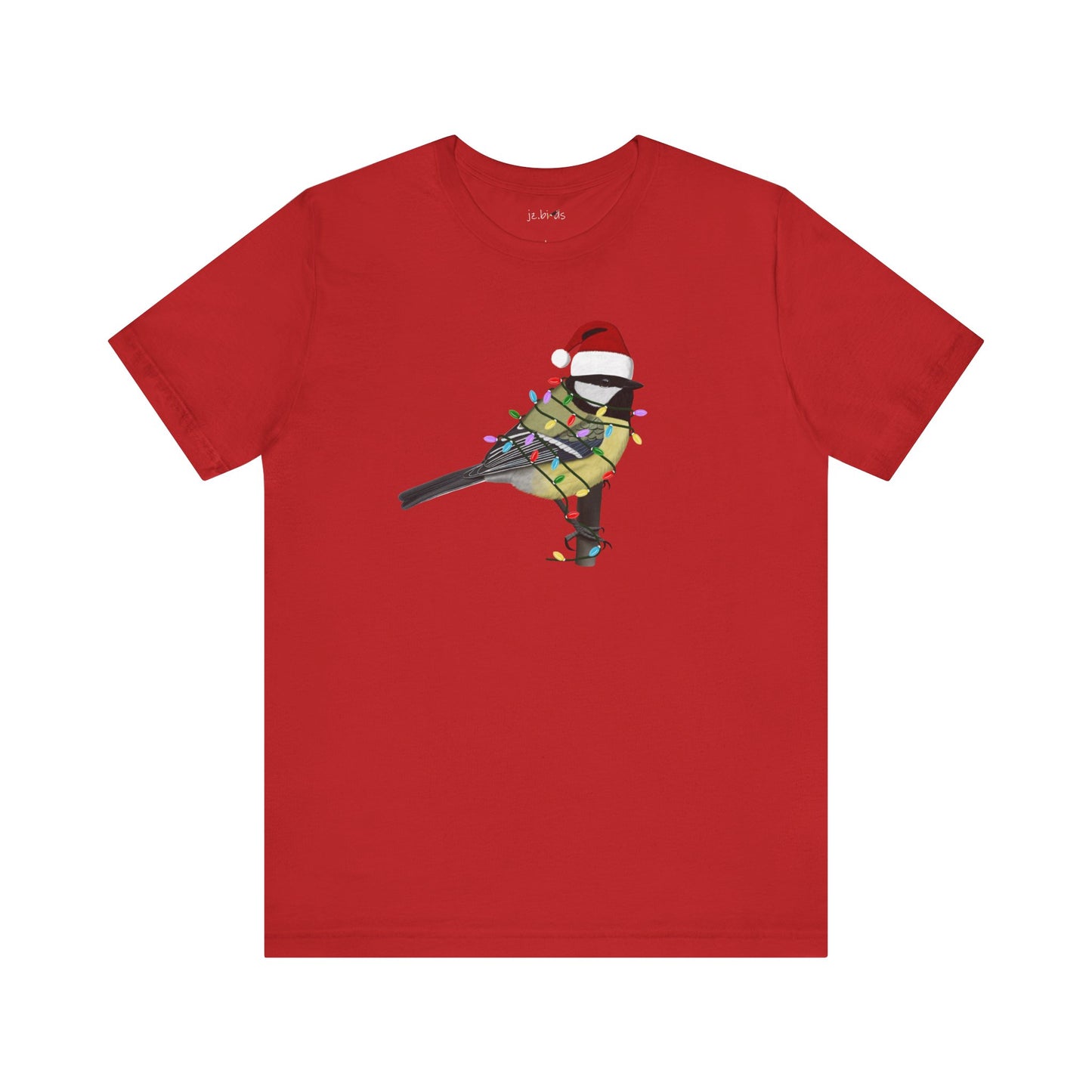 Chickadee with Fairy Lights Christmas Bird T-Shirt
