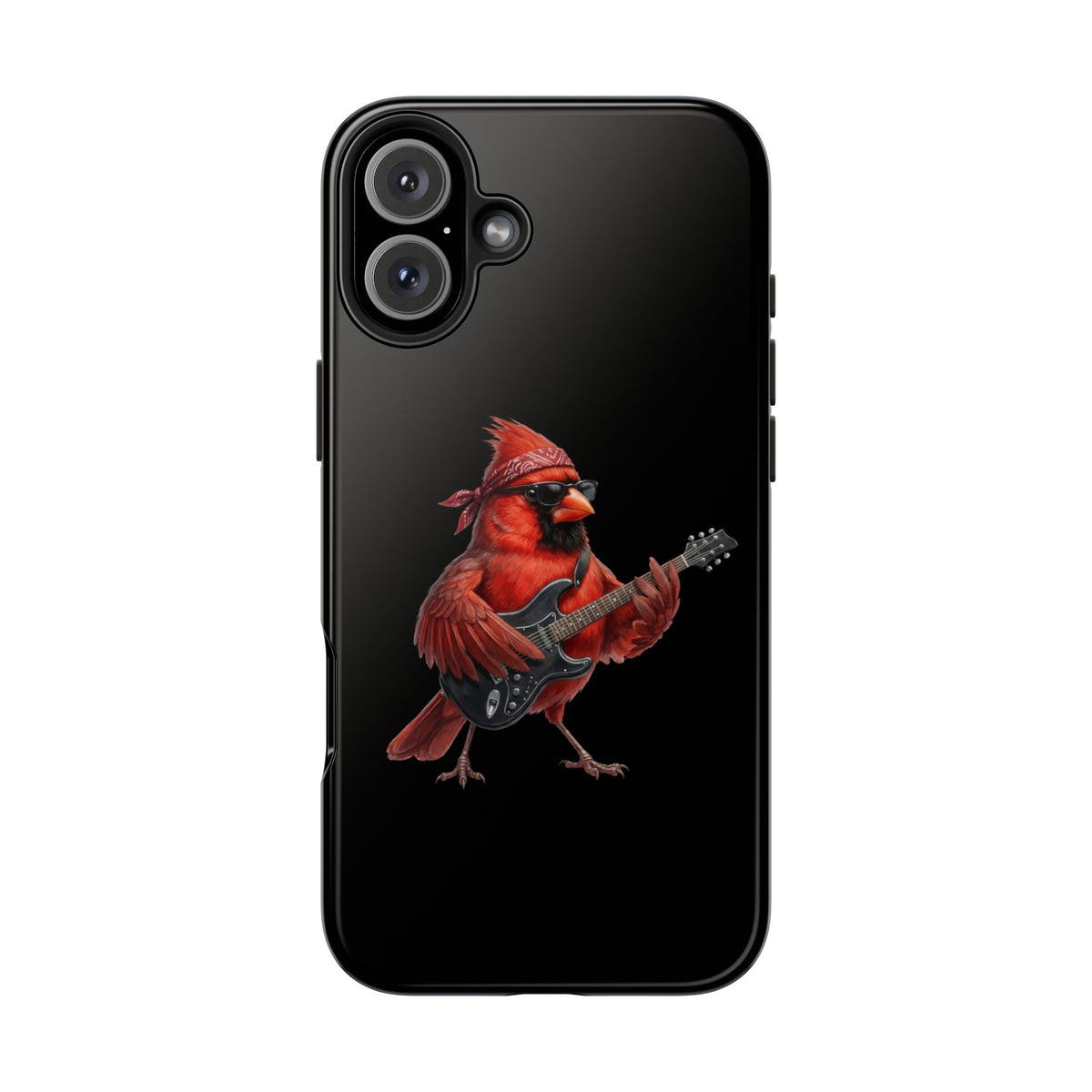 Cardinal with Guitar iPhone Case – Premium Tough Phone Cover Black