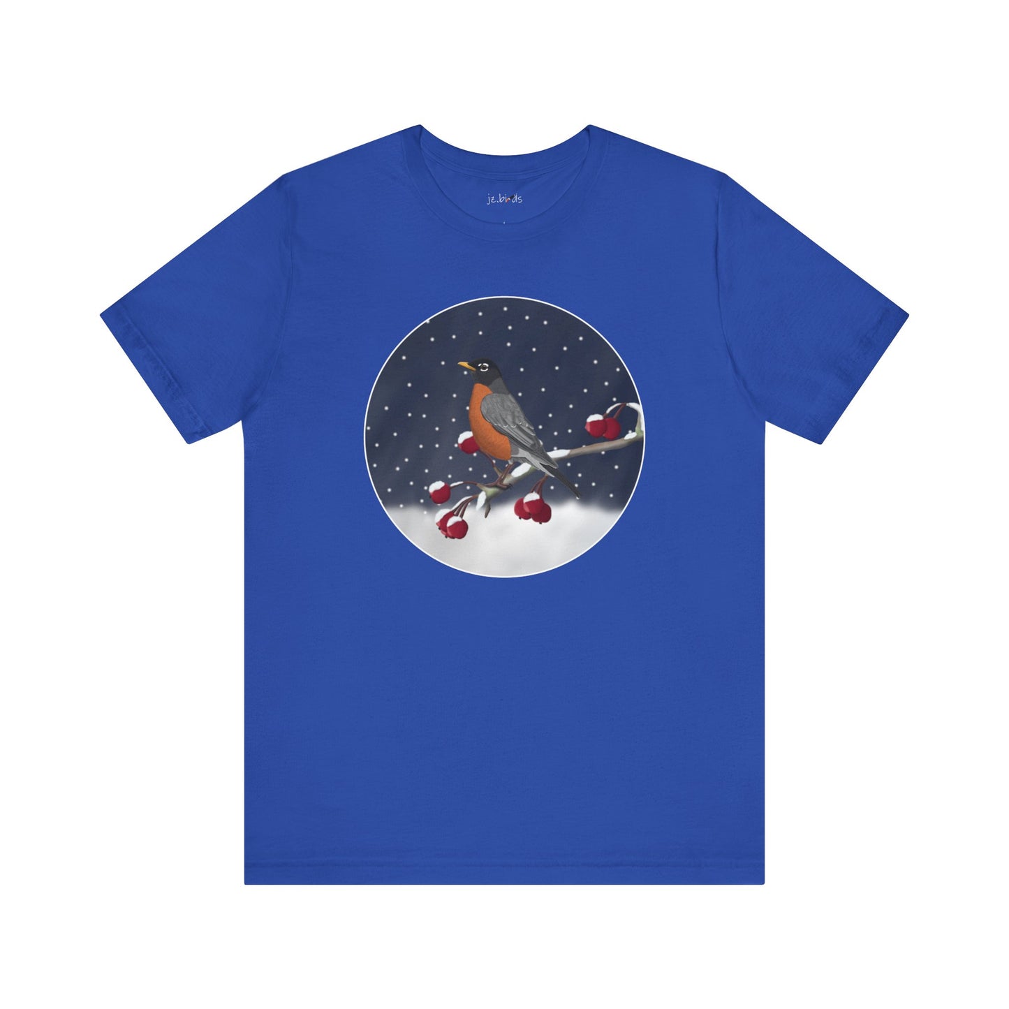 American Robin on a Winter Branch Birdwatcher Christmas Bird T-Shirt