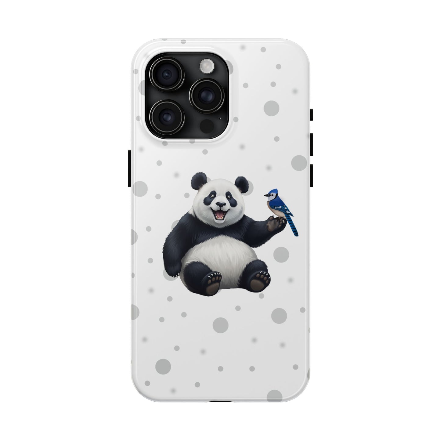 Cute Panda Bear with a Blue Jay Animal iPhone Case - Dual-Layer PC/TPU Protective Cover for iPhone