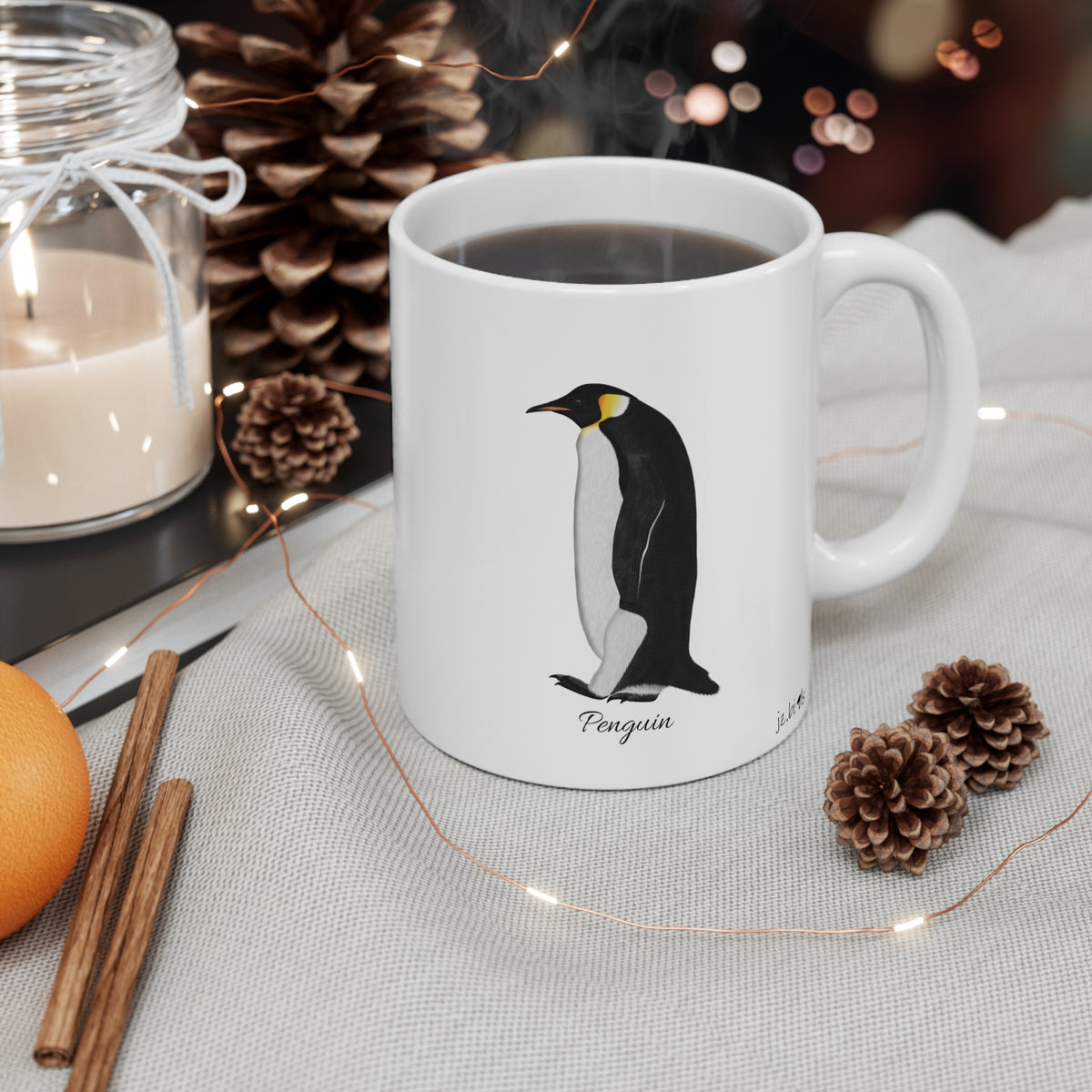 Penguin Bird Ceramic Mug Birdwatcher White – 11oz and Fall Bestsellers style