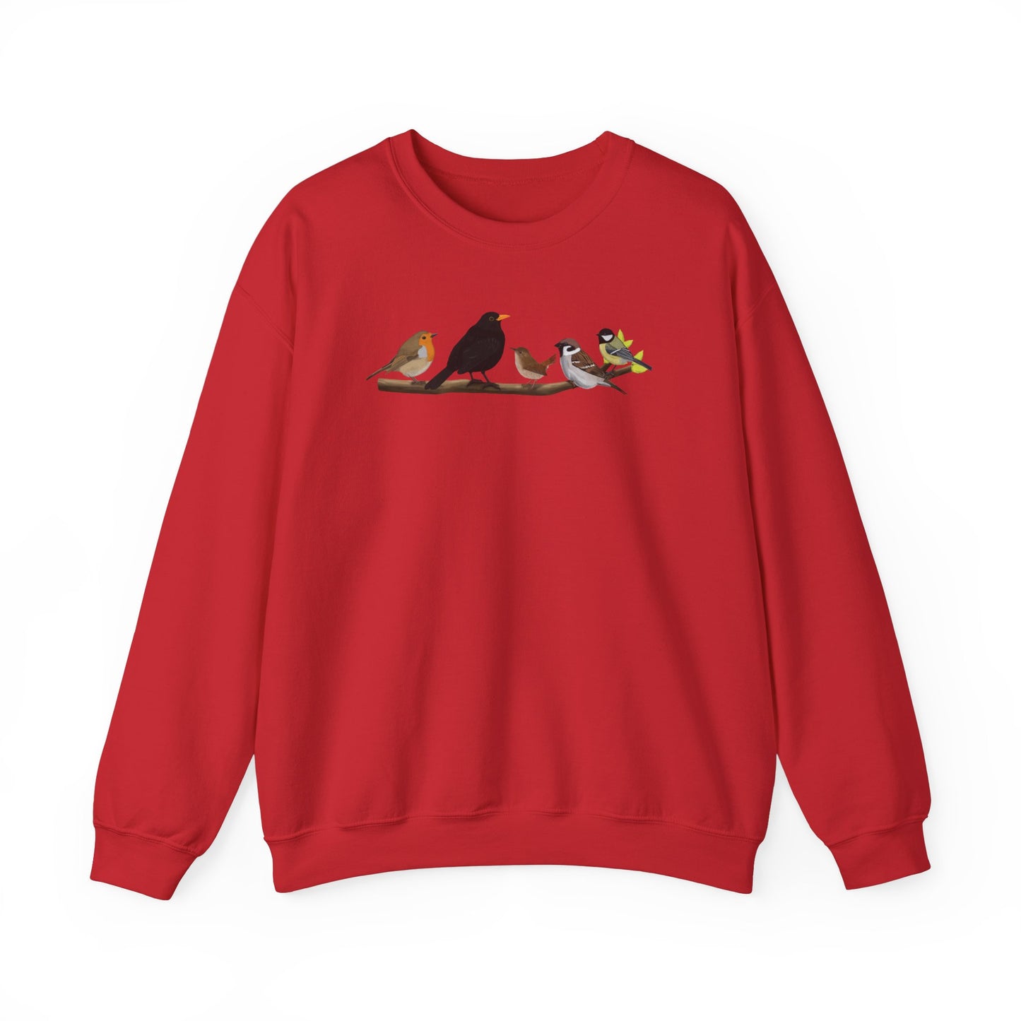 Vögel auf einem Ast Vogel Sweatshirt Amsel Rotkehlchen Kohlmeise Zaunkönig Spatz