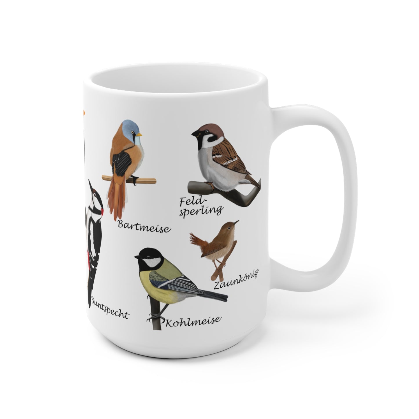 Gartenvögel Amsel Rotkehlchen Blaumeise Zaunkönig Gimpel Eisvogel Vogel Tasse