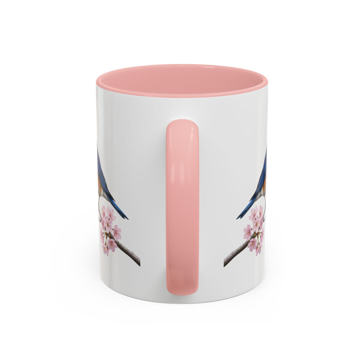 Bluebird Cherry Blossom Mug | Pink Ceramic Coffee Cup for Bird Lovers – 11oz,