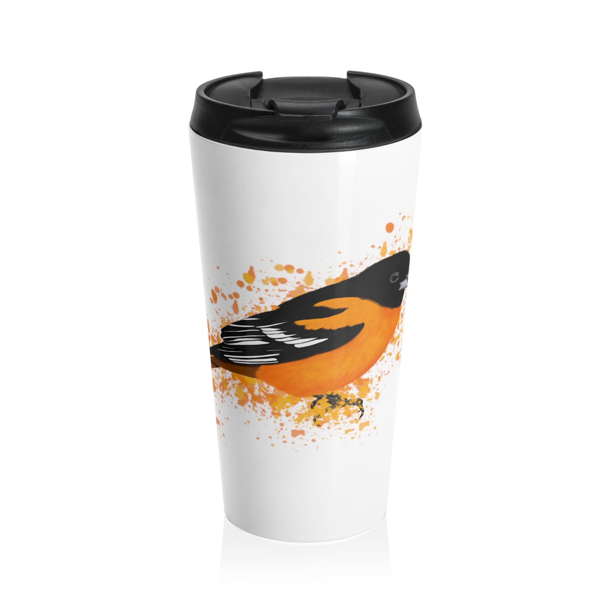 Baltimore Oriole Bird White Stainless Steel Travel Mug 15oz - jz.birds