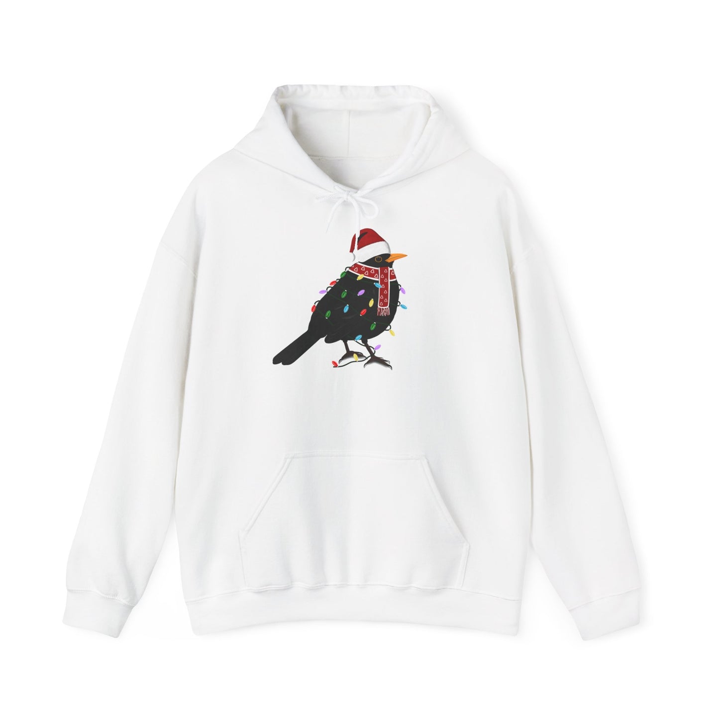 Amsel Weihnachts-Hoodie - Vogel als Weihnachtsmann mit Lichterkette Sweater