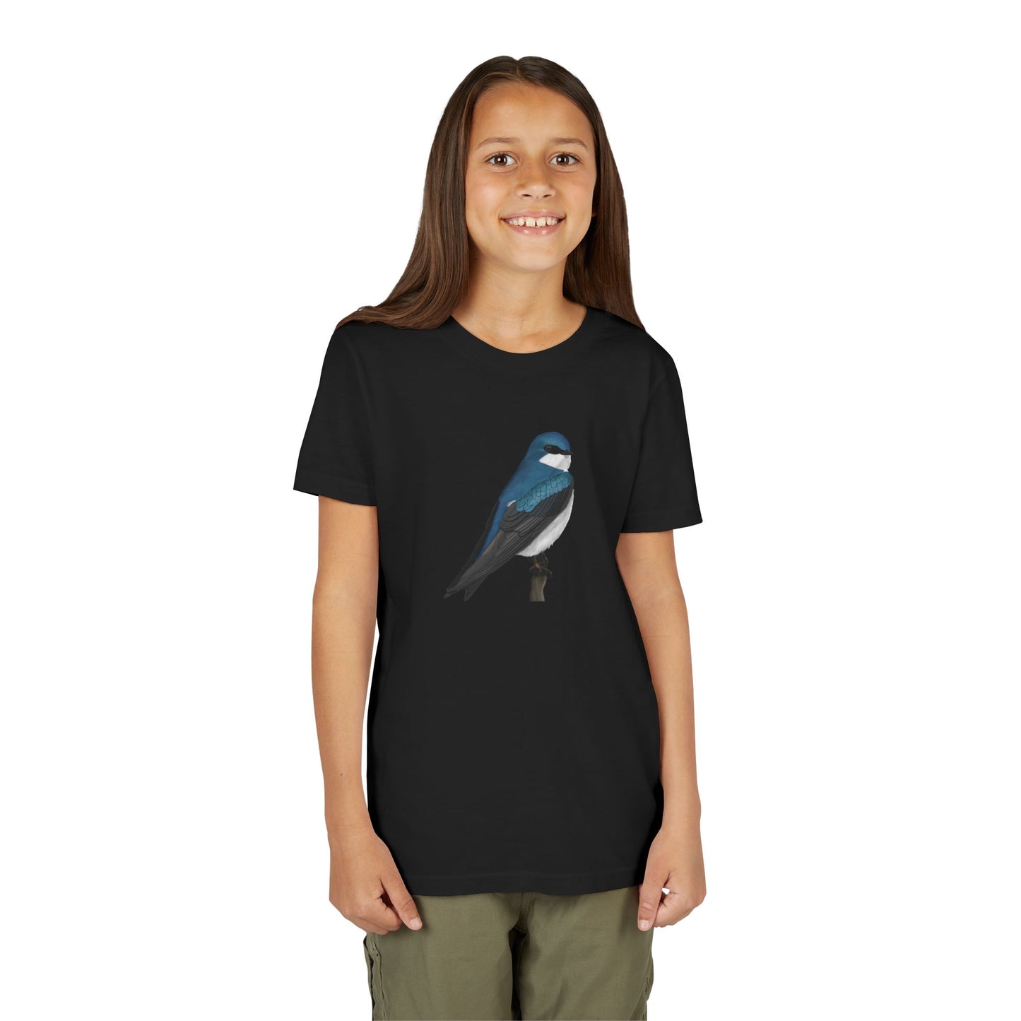 ツバメのバードウォッチングとバードウォッチングのユース向けTシャツ