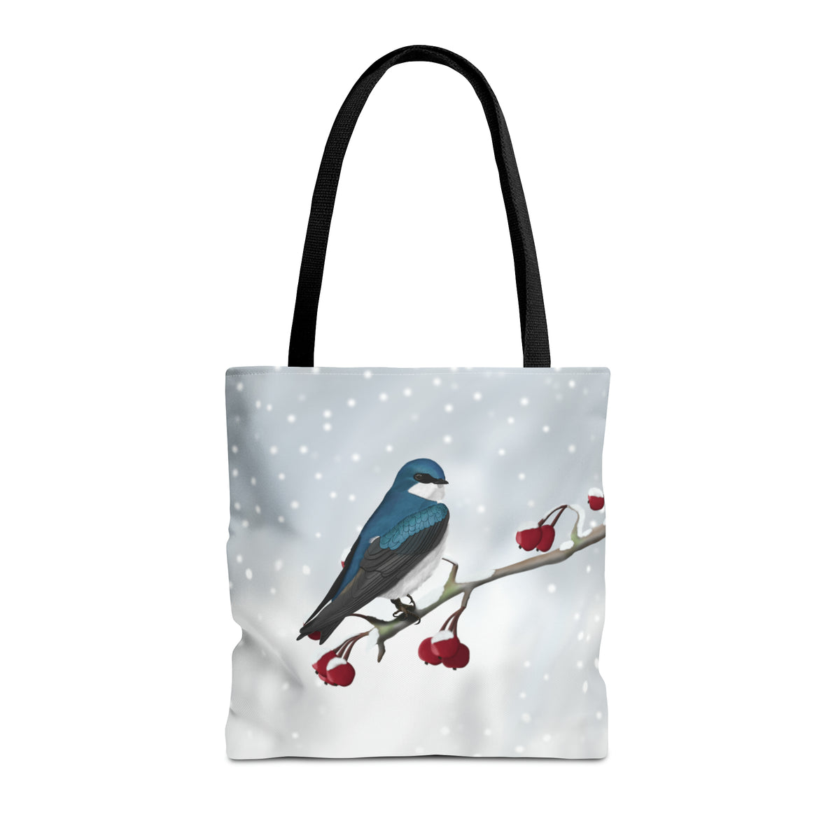 Tree Swallow on a Winter Branch Bird Tote Bag 16"x16"