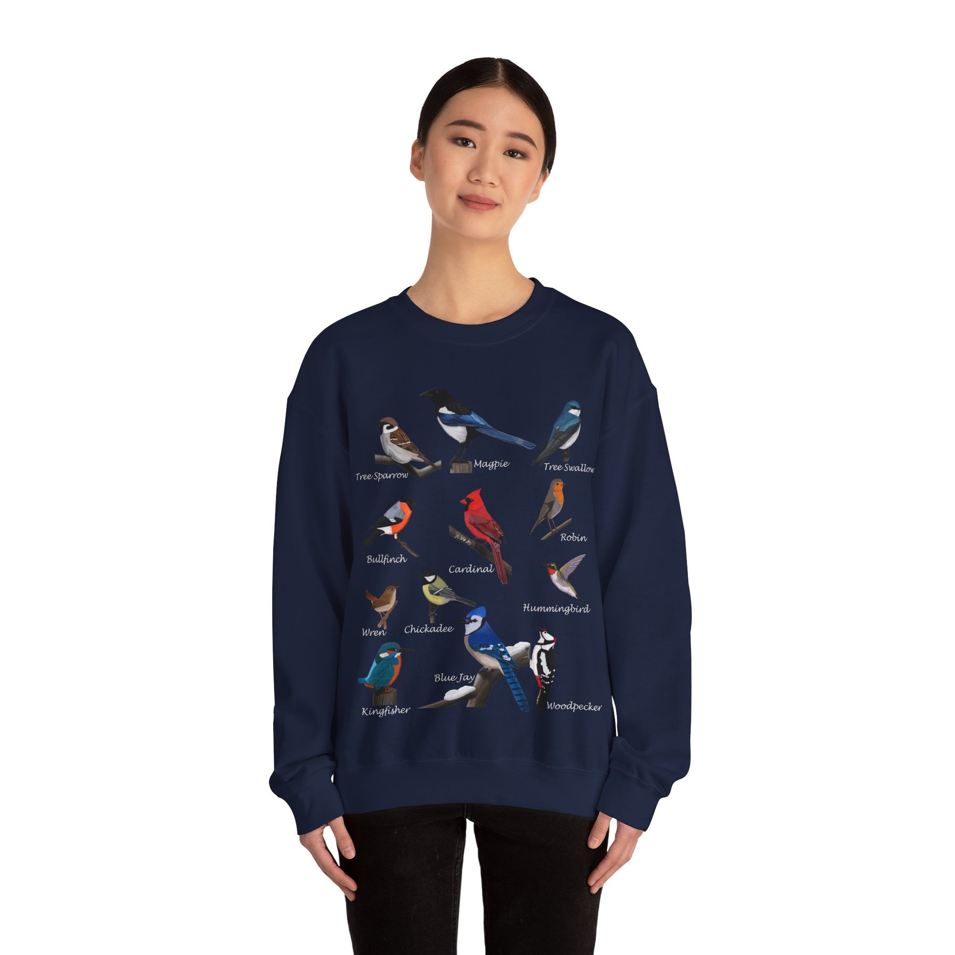 Garden Birds Cardinal Bluejay Bullfinch Crewneck Sweatshirt - jz.birds