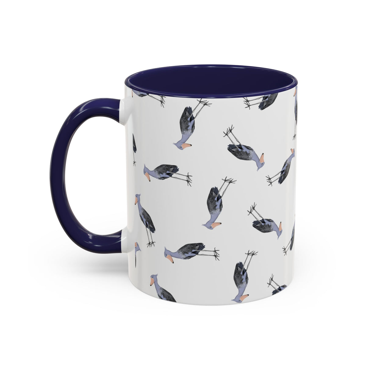 Schuhschnabel Tasse mit Streumuster | Vogelmotiv Kaffeebecher für Vogelbeobachter & Naturfreunde – Accent Coffee Mug, Birds Design