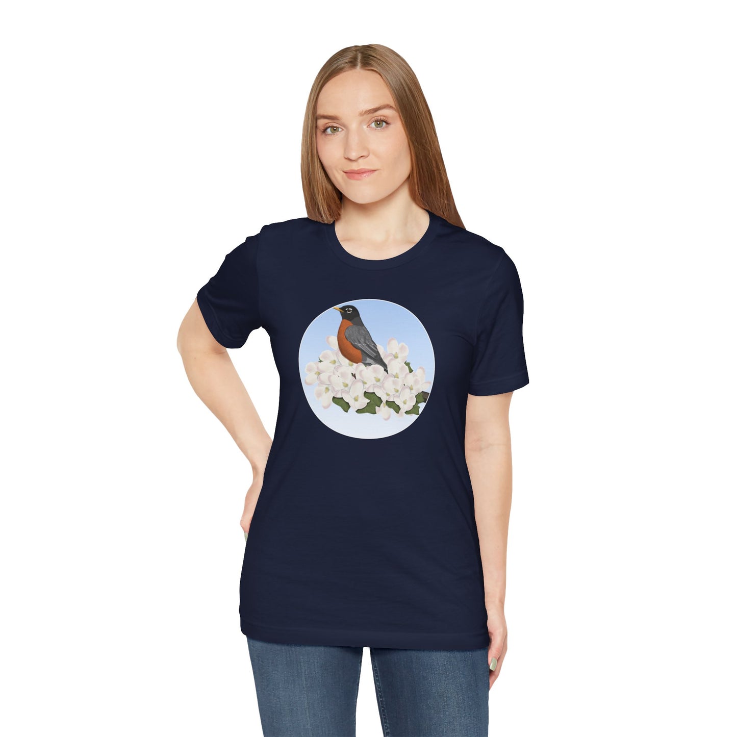 American Robin and Spring Apple Blossoms Bird T-Shirt