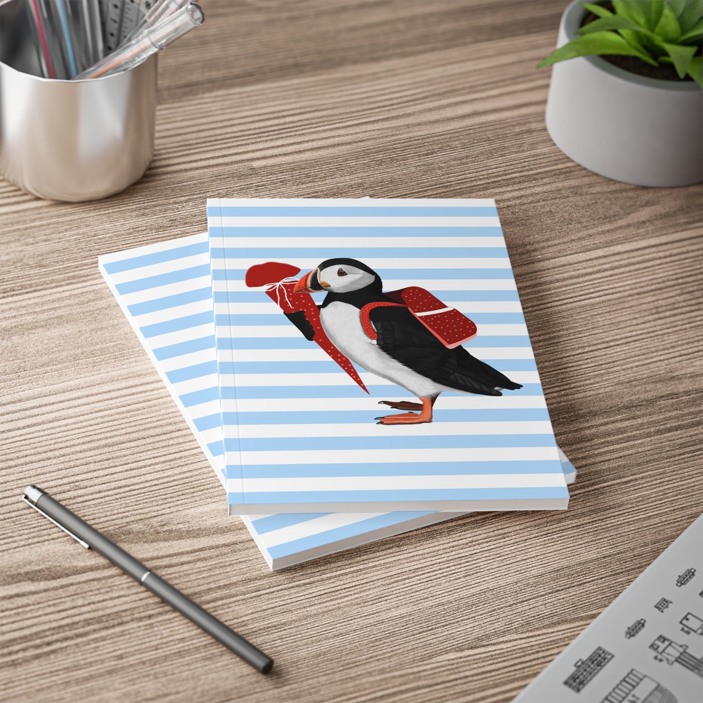 Papageitaucher Notizbuch Geschenk zur Einschulung A5 Softcover 150 Seiten Liniert