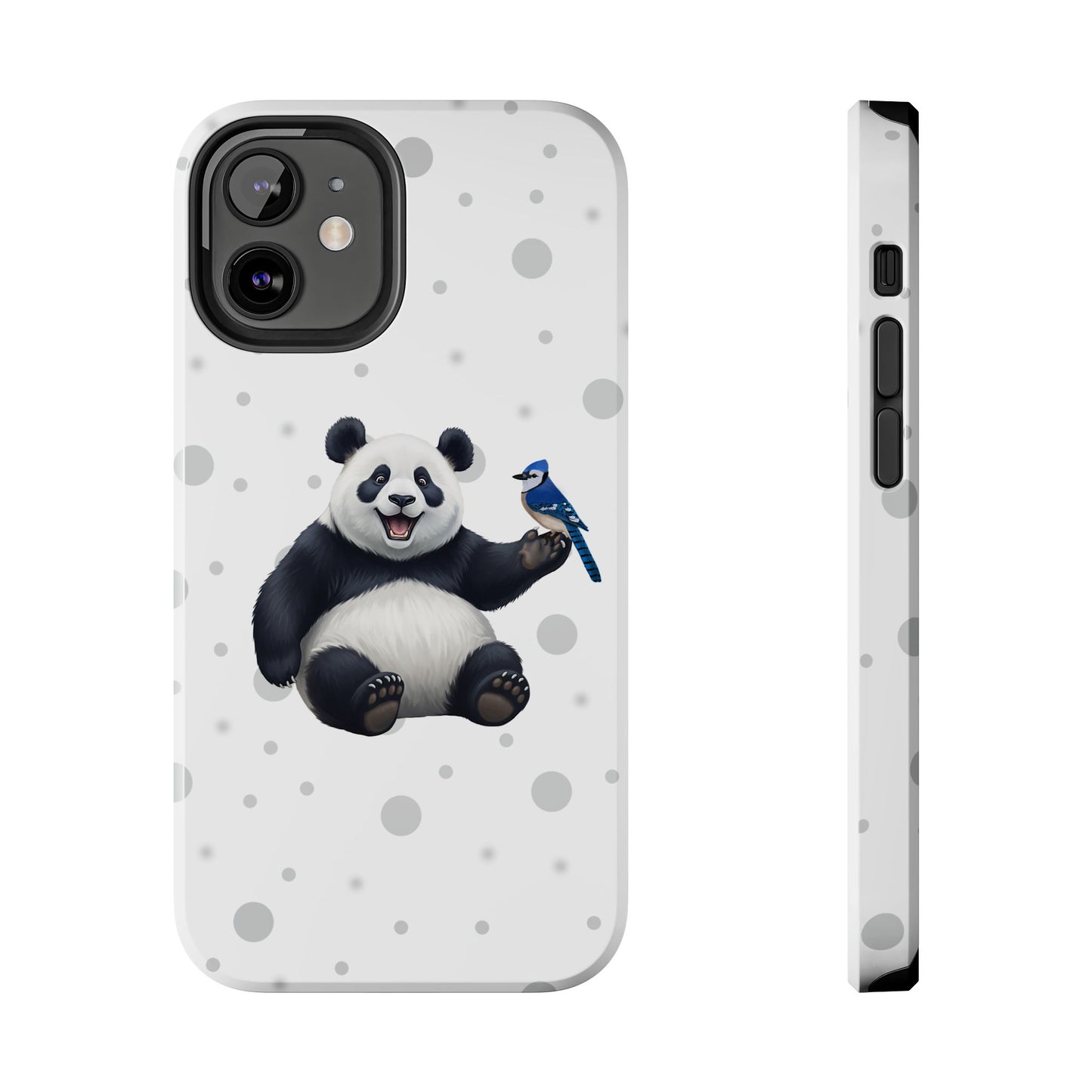 Cute Panda Bear with a Blue Jay Animal iPhone Case - Dual-Layer PC/TPU Protective Cover for iPhone