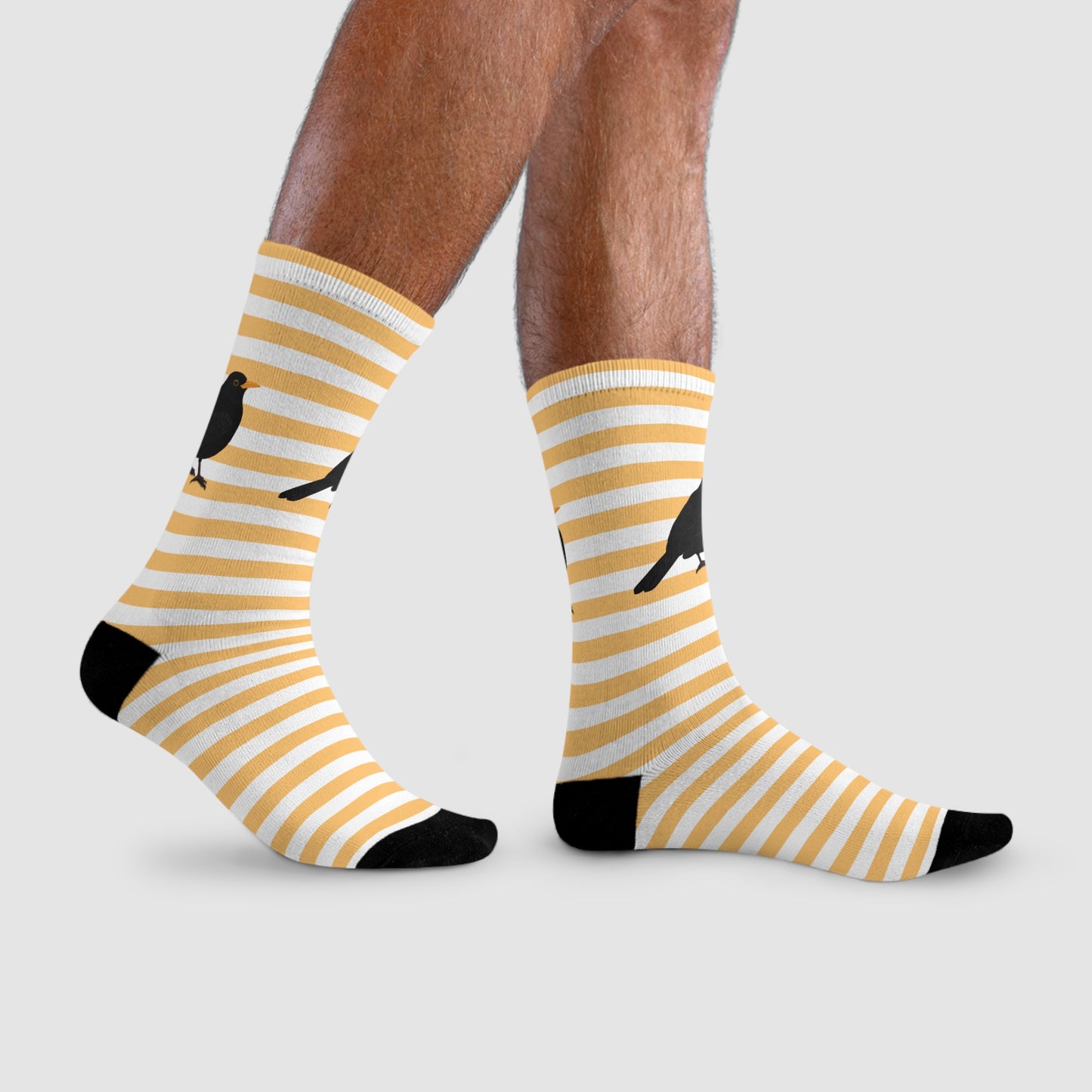 Amsel Vogel Socken mit Orange Weißen Streifen für Vogelfreunde & Vogelbeobachter