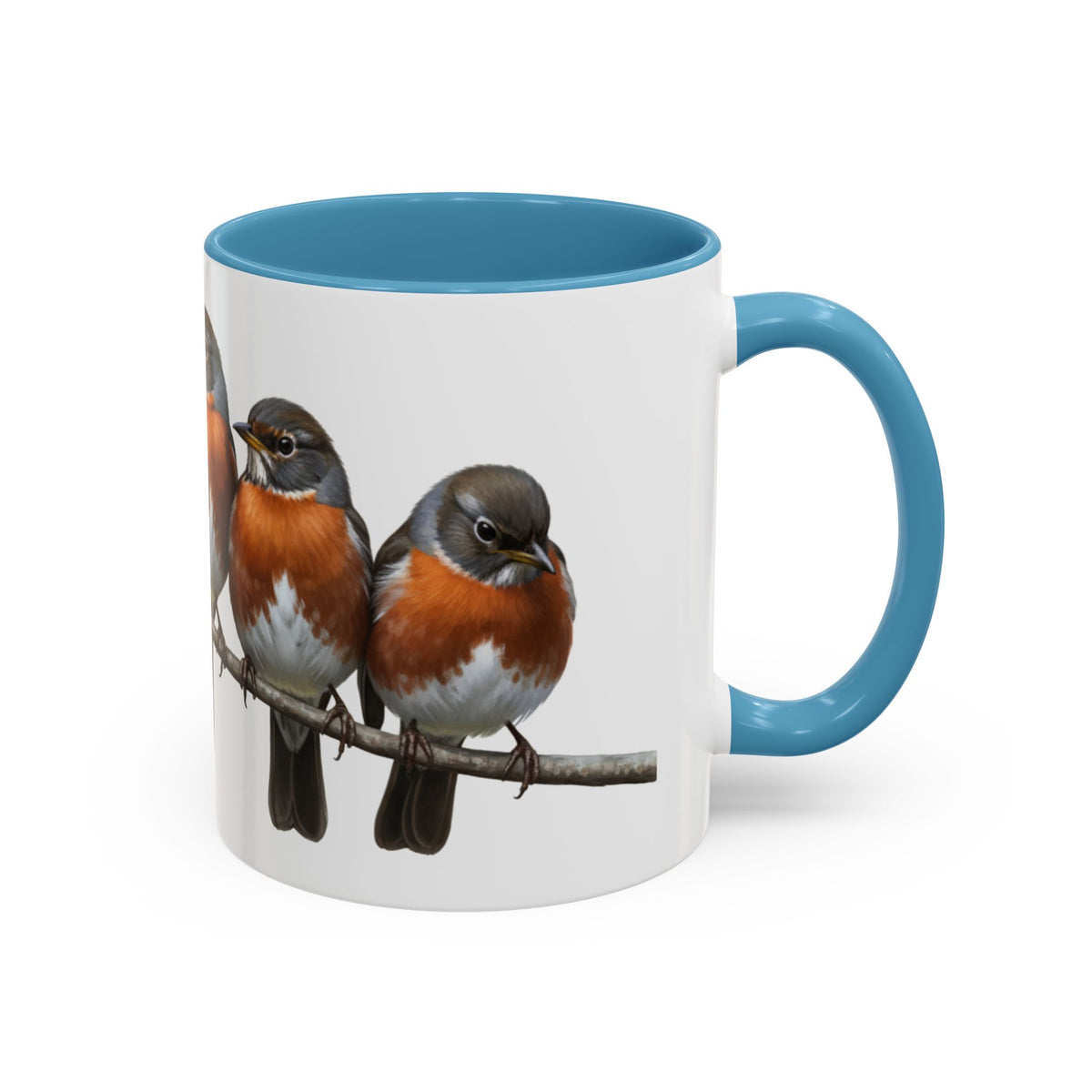 American Robins on a Branch Ceramic Bird Coffee Mug – Custom Gift for Watchers – 11oz,