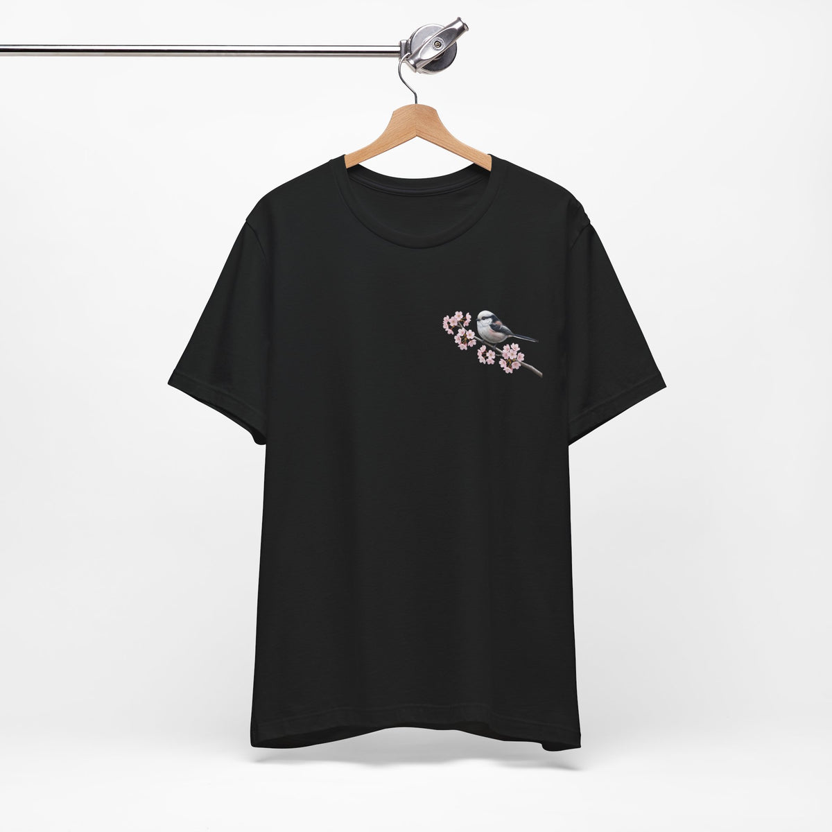 Schwanzmeise Vogel T-Shirt in Black
