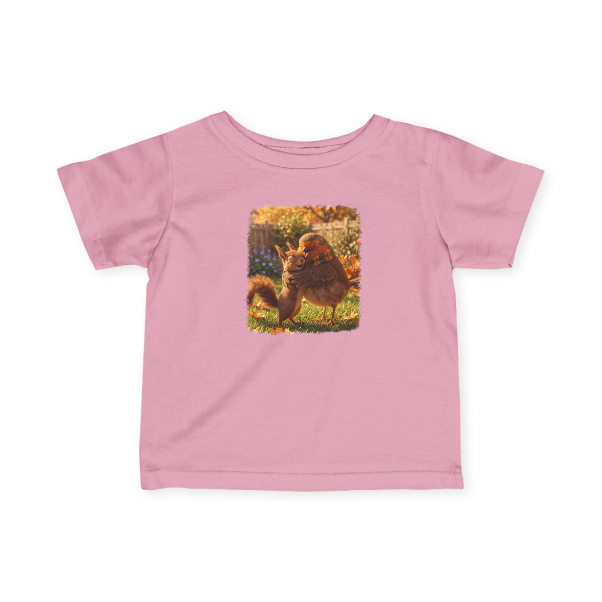 Robin & Squirrel Hug Cute Bird Baby & Toddler Fine Jersey T-Shirt