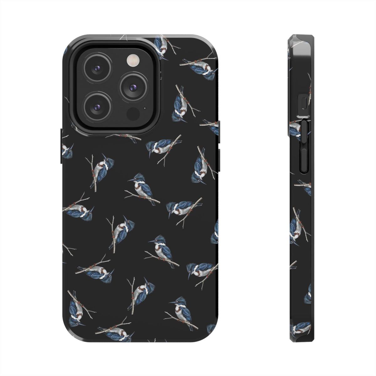 Belted Kingfisher iPhone Case Black – Premium Tough Phone Cover for Bird Lovers