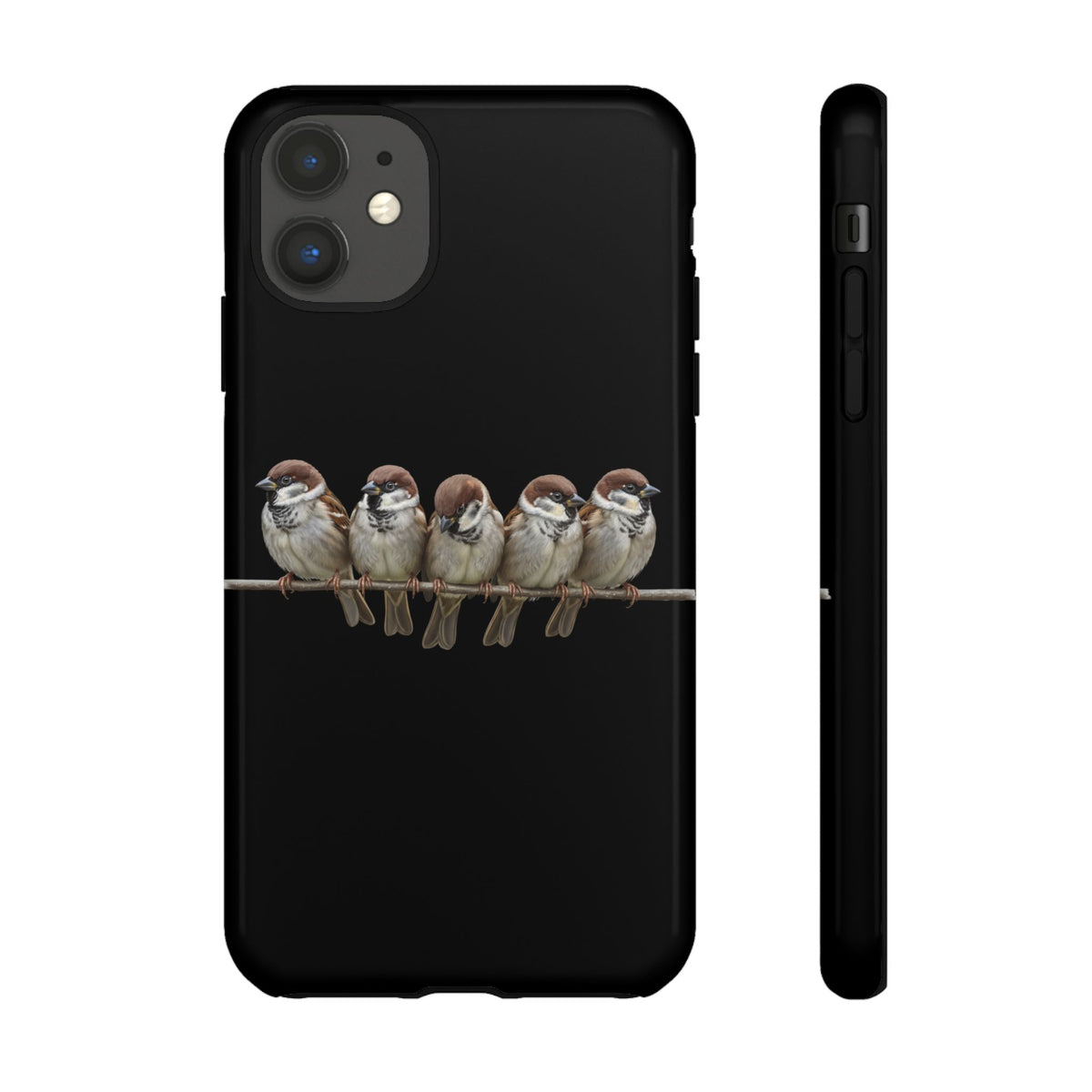 Codirosso su un ramo Cover premium per cellulare – Doppia protezione e stampa integrale, nera