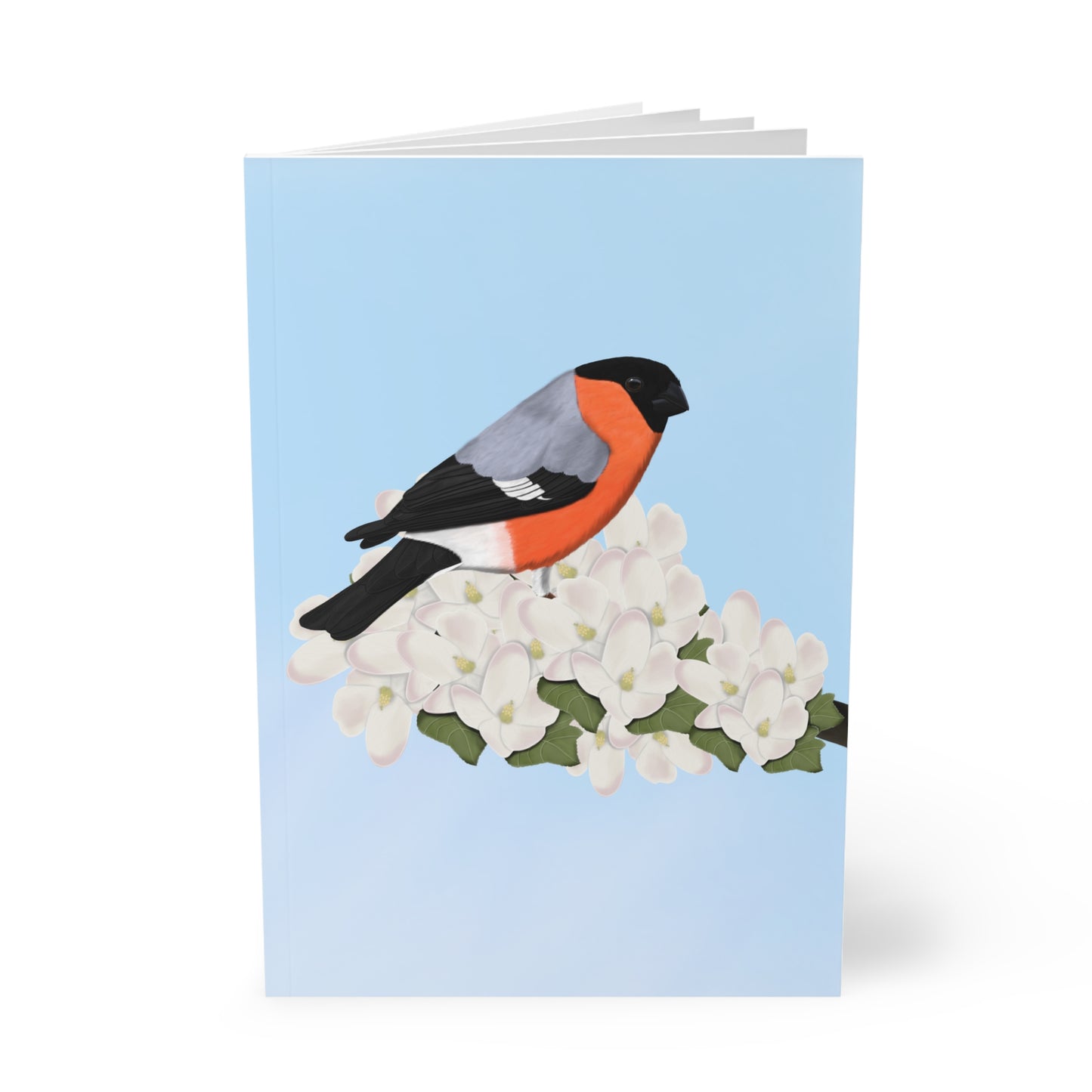 Gimpel im Frühling A5 Vogel Softcover Notizbuch 150 Seiten Liniert