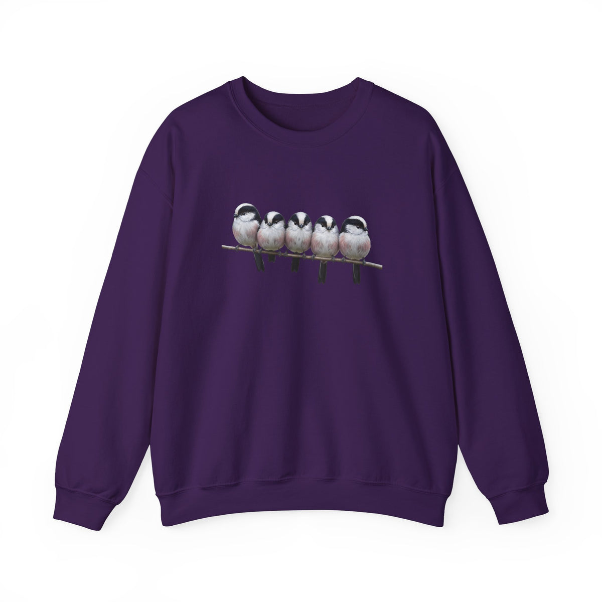 Long Tailed Titmouse Sweatshirt | Bird Watcher Crewneck Unisex Songbird Gift for Lovers in Black