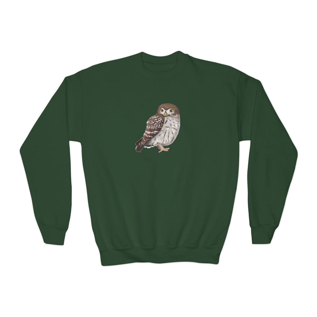 Little Owl Bird Birdwatching Youth Crewneck Sweatshirt – Casual Kids Clothing, Sweatshirts