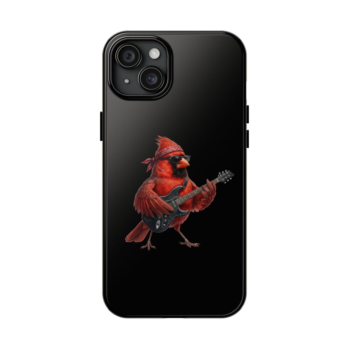 Cardinal with Guitar iPhone Case – Premium Tough Phone Cover Black