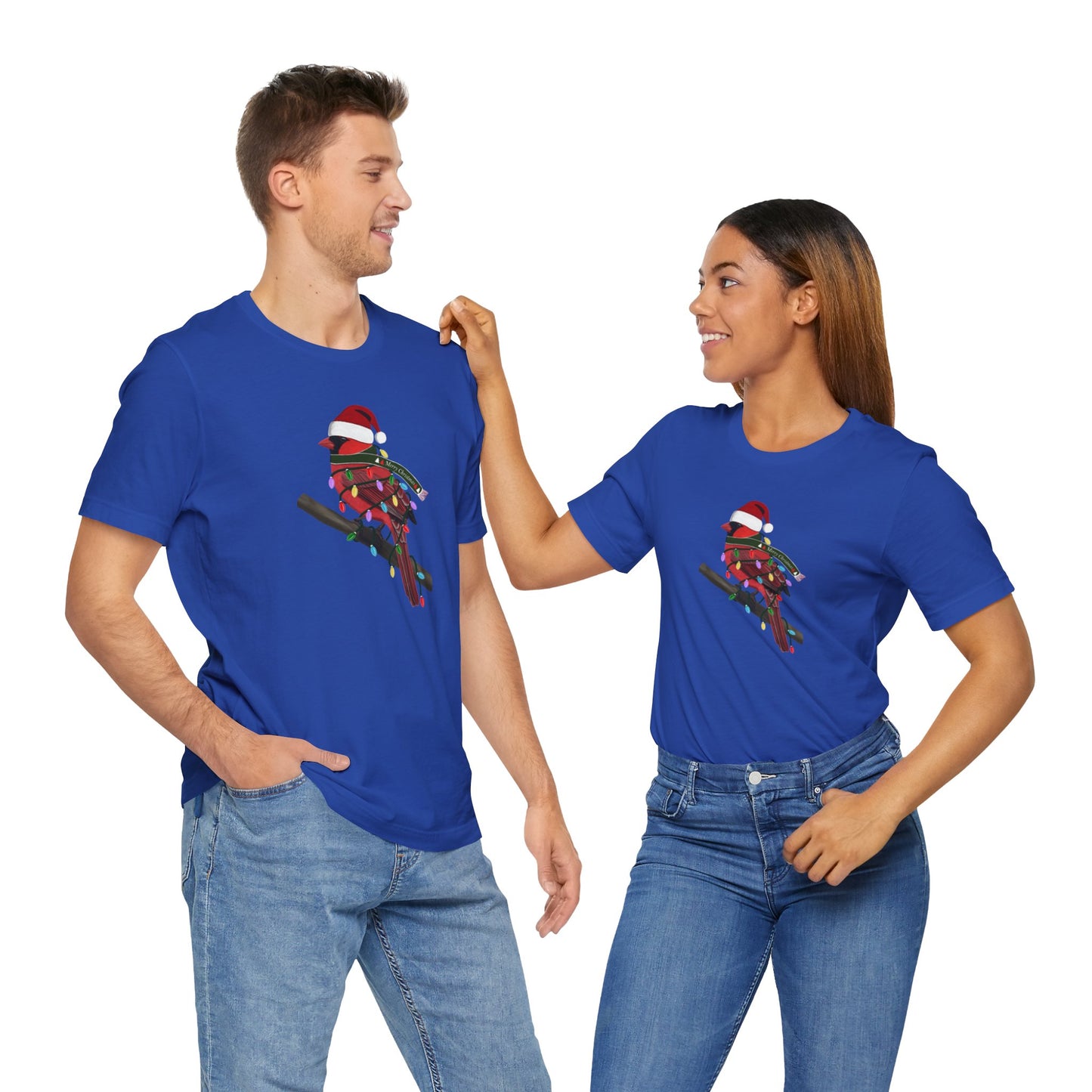 Cardinal with Fairy Lights Christmas Bird T-Shirt