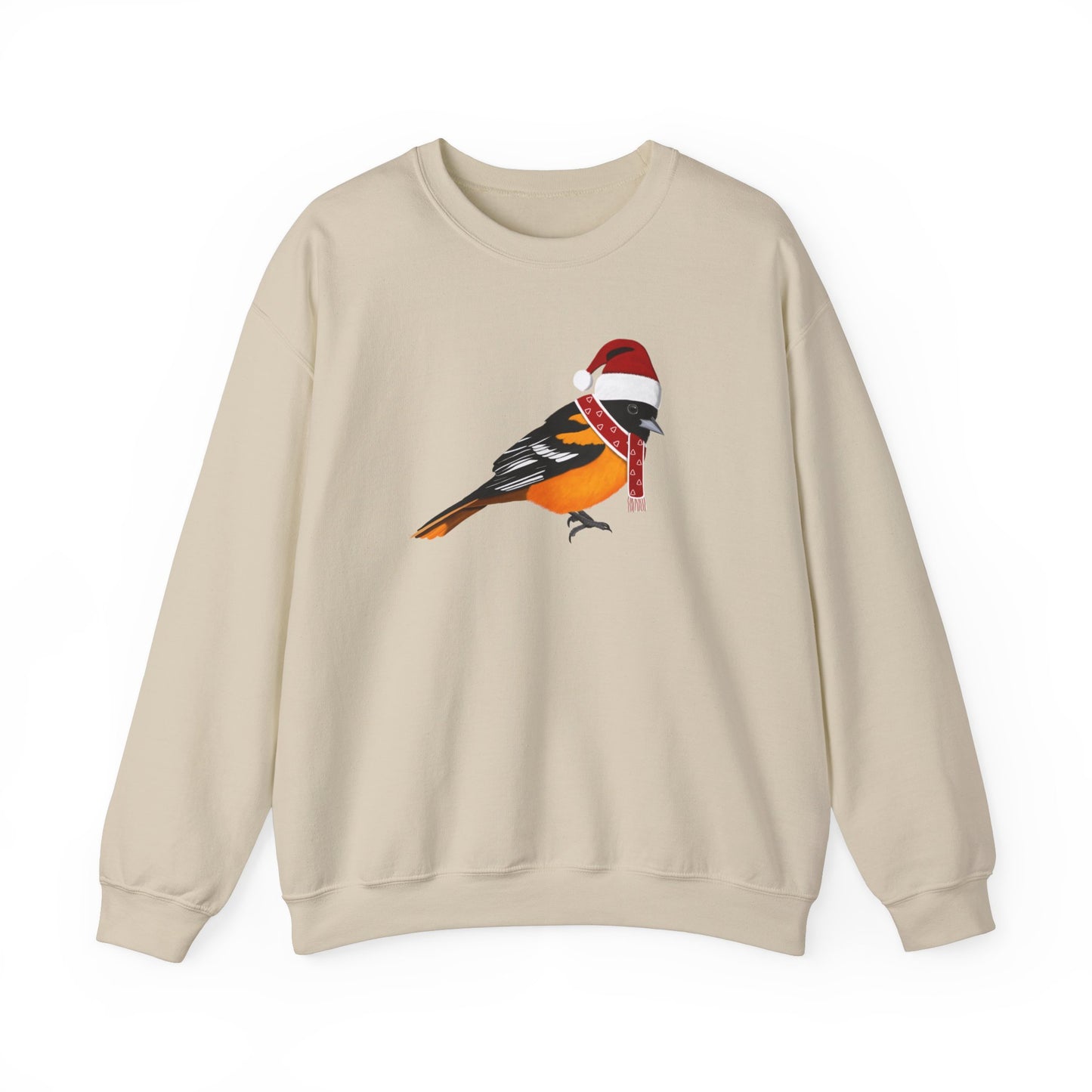 Baltimore Oriole Sweatshirt on christmas background